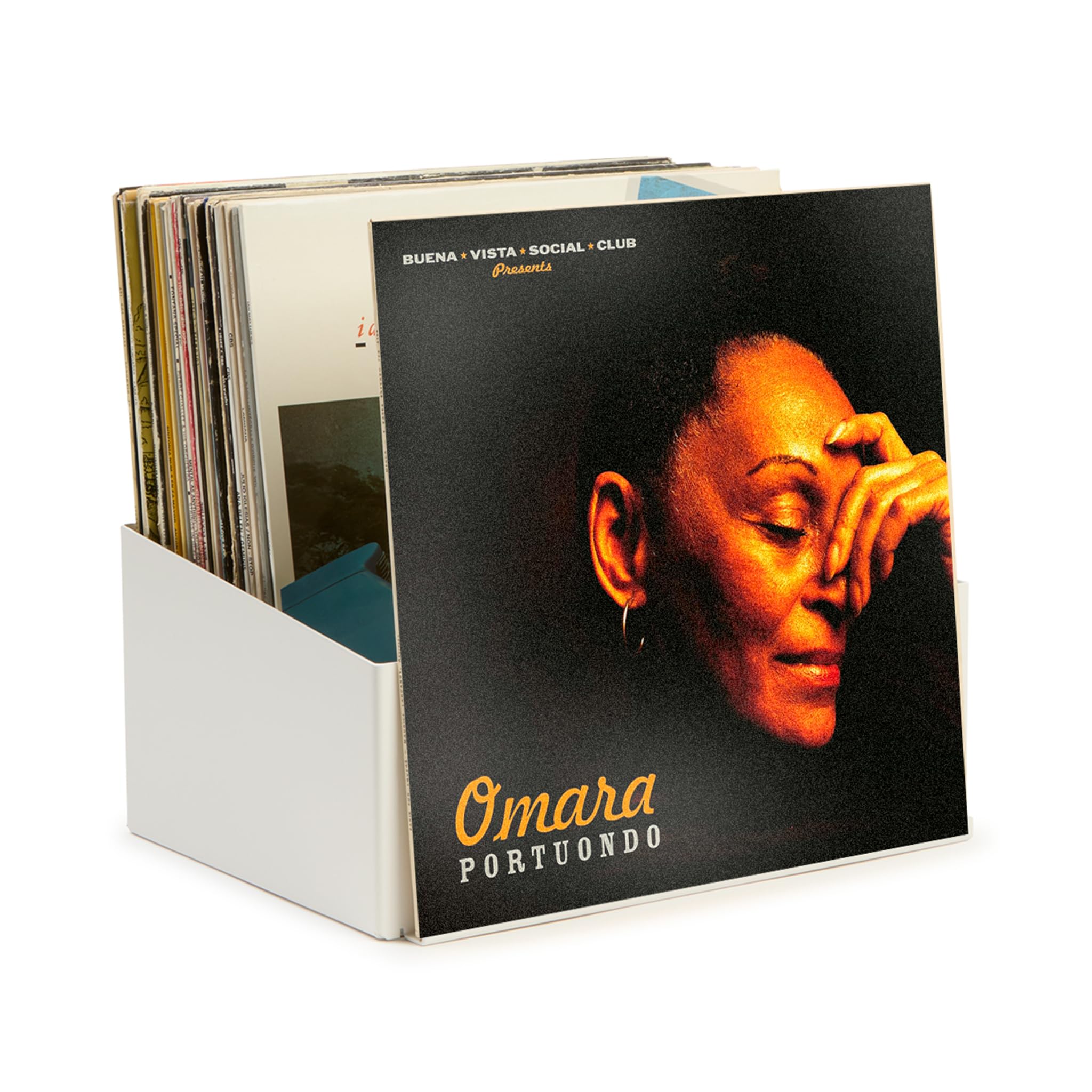 Supporto in vinile bianco | Scaffale in vinile con espositore Now Playing | Ripiani per dischi in vinile | Supporto da parete in vinile o da tavolo | Capacità 50 LPs