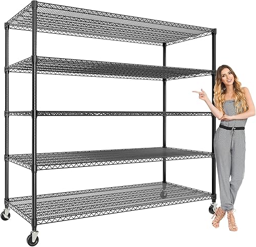 Miniatura 13 de Estantería de almacenamiento de 4 niveles, estantes de metal de 70.8 pulgadas de ancho, estantes de despensa en forma de L de 59 pulgadas de alto,