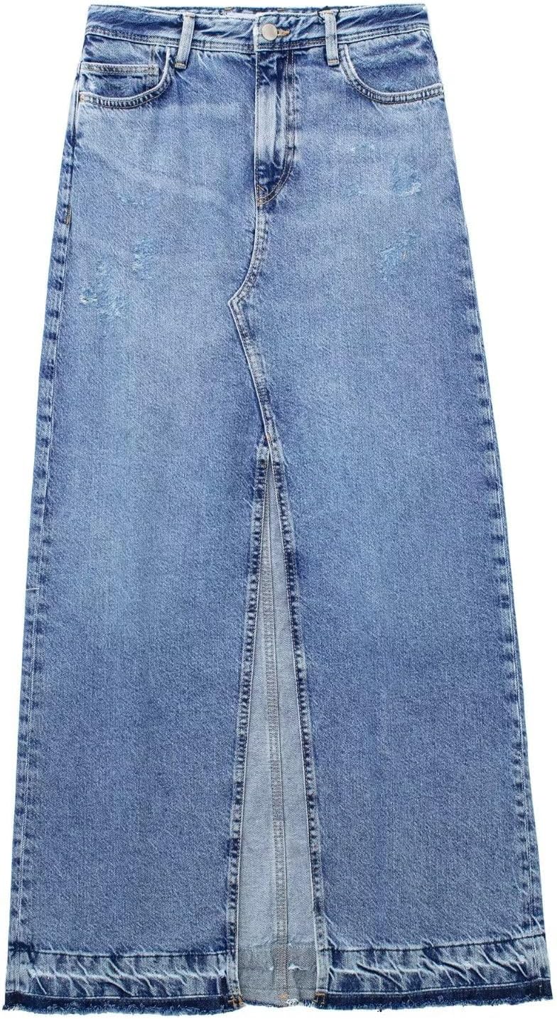 Stretch denim maxi skirt Clearance