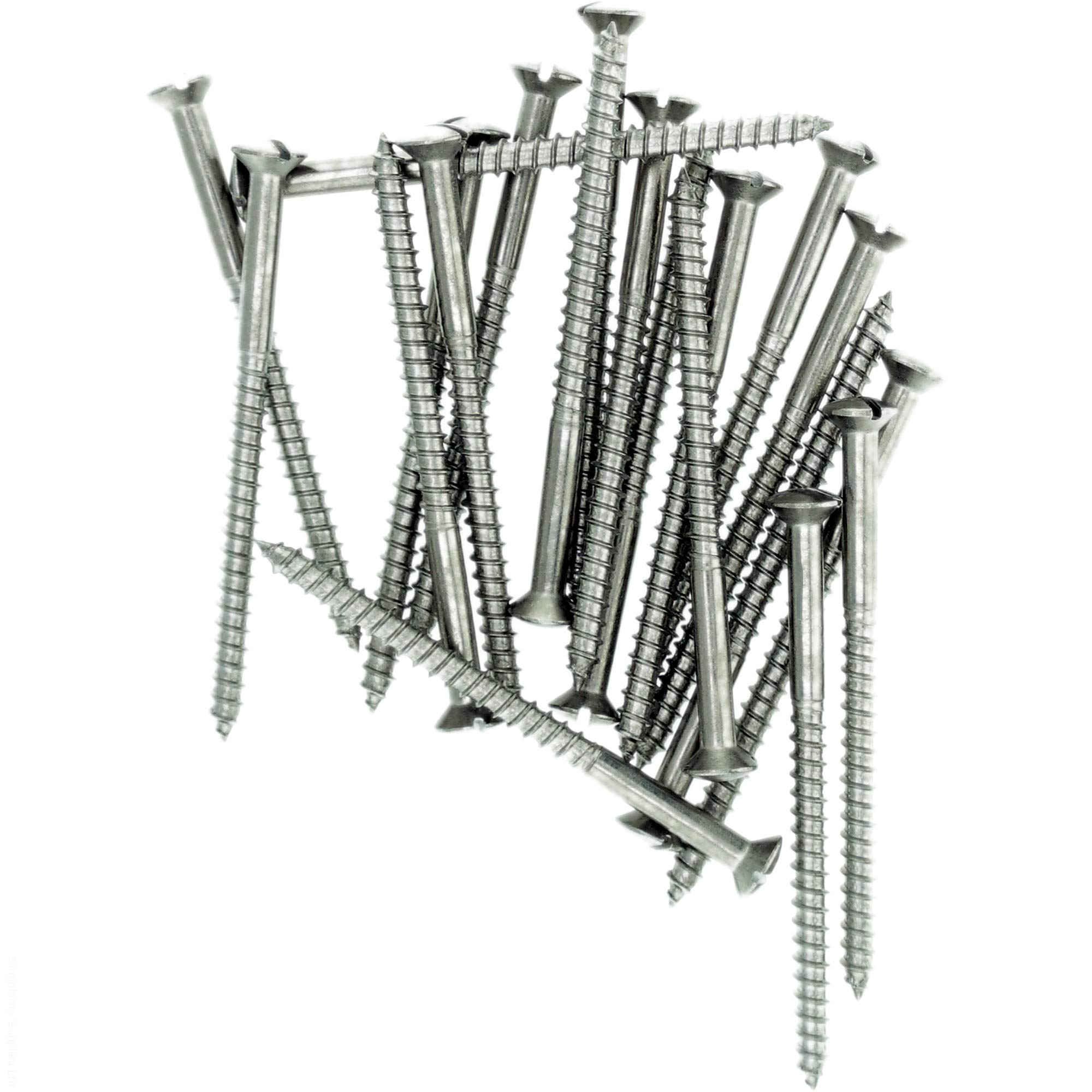 Singularity Supplies No.9 X 1.98 (4.5Mm X 50Mm) Slot Raised Countersunk Wood Screw - Stainless Steel (A2) (Pack Of 20)