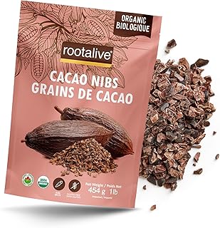 Rootalive - Organic Raw Cacao Nibs, Premium Cocoa Nibs, Raw Cacao Nibs Rich in Antioxidants, Unsweetened Cacao Superfood in a Resealable Bag, Gluten-Free, 454 grams (1 lb)