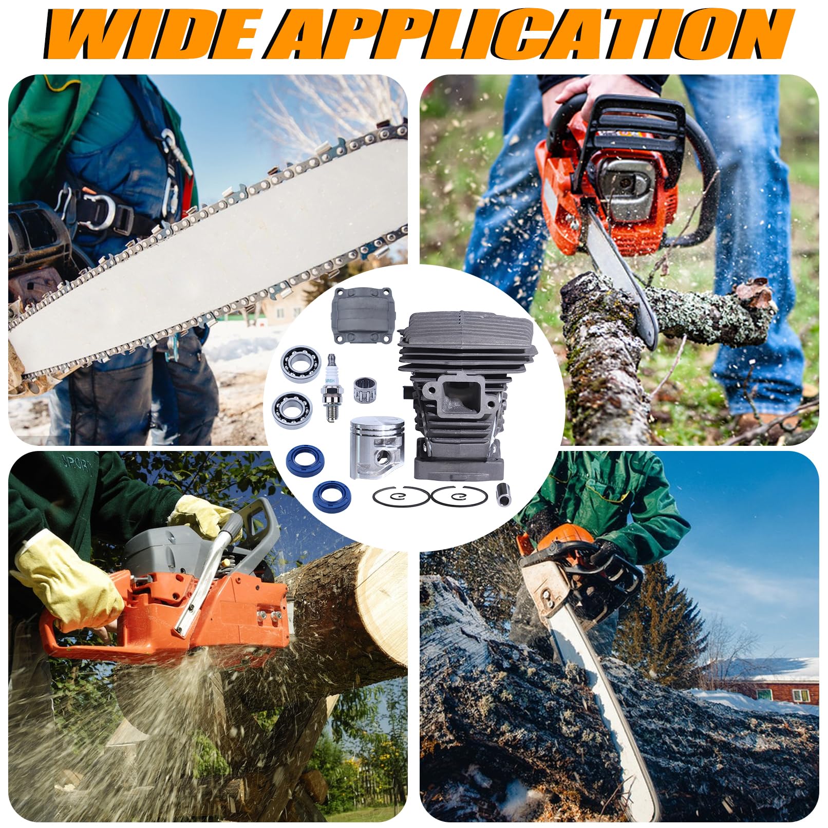 Kit de pistón de cilindro para motosierra Stihl MS181 MS171 MS171C MS181C MS211 MS180 MS250 1139 020 1201, cilindro de 38 mm con cubierta de cilindro MS181, sello de aceite, bujía, rodamientos