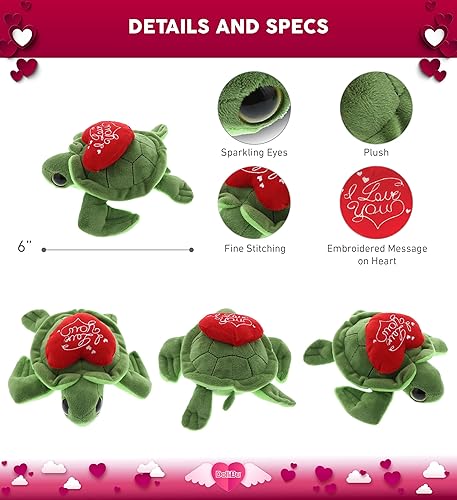 Miniatura 2 de DolliBu I Love You - Tortuga marina de San Valentín de ojo grande, linda tortuga de peluche con corazón rojo y nombre, regalo personalizado para el