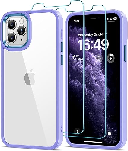 Miniatura 37 de HOOMIL Funda para iPhone 12/iPhone 12 Pro con 2 protectores de pantalla de vidrio templado, sin amarillamiento, protección contra caídas, arañazos,
