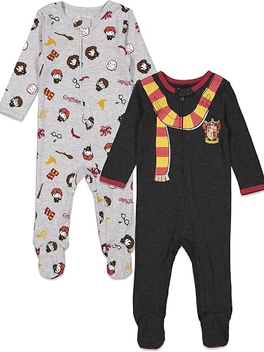 Harry Potter Infant Baby Boys 2 Pack Zip Up Costume Sleep N' Play Coveralls Gryf