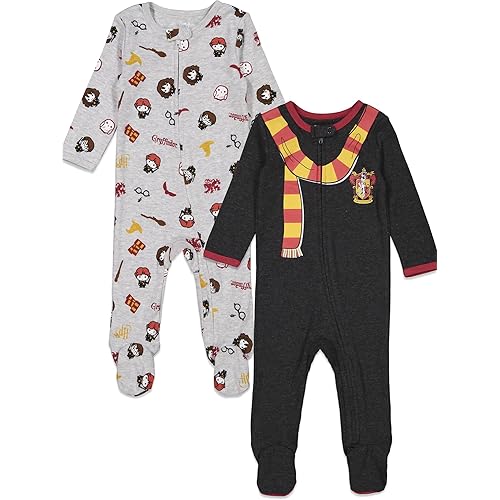Harry Potter Baby 2 Pack Zip Up Costume Sleep N' Play Coveralls Newborn to Infant