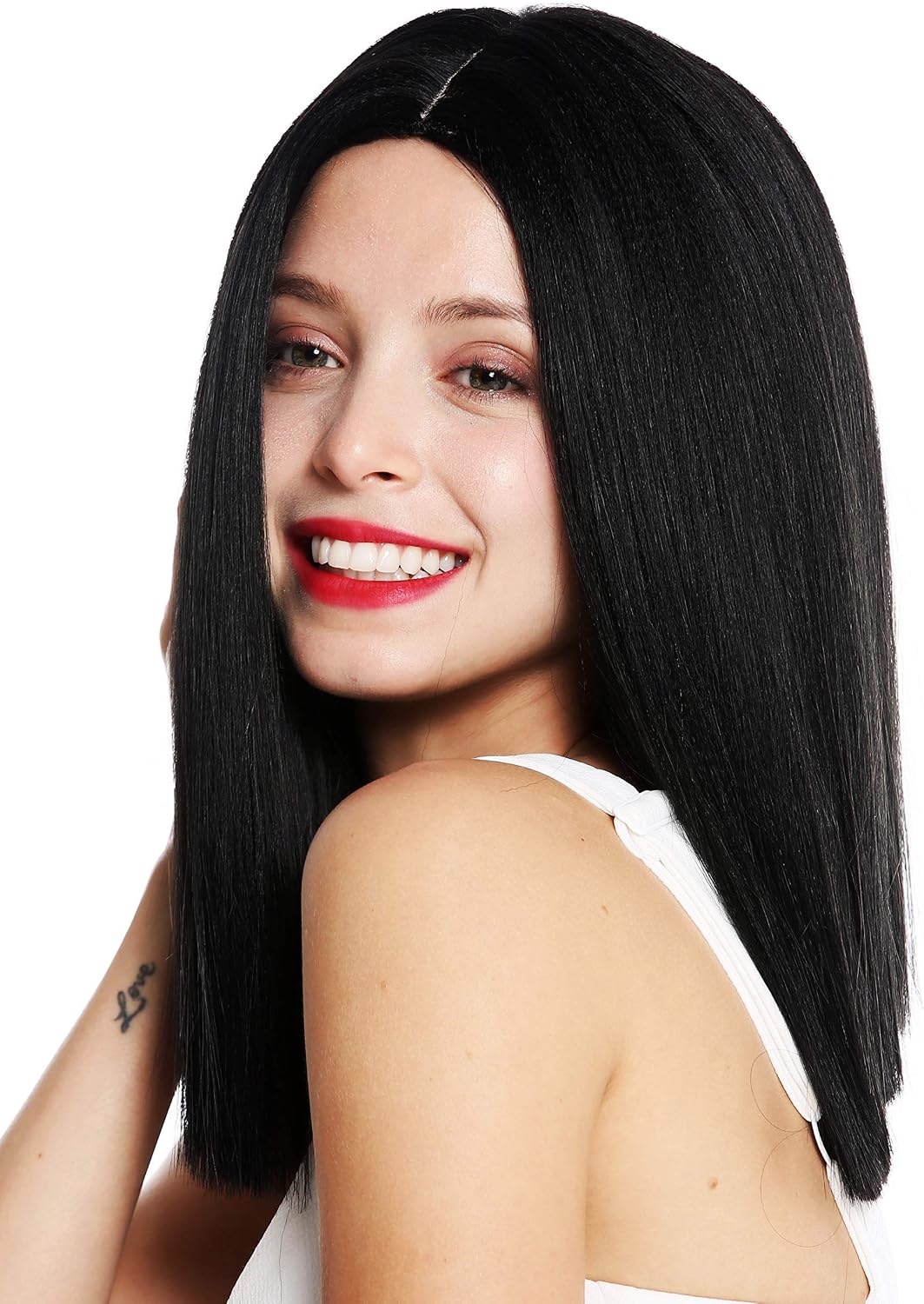 WIG ME UP - VK-51-1B quality women's wig shoulder length sleek blunt cut middle parting black, Velvet black (1B), Länge: ca. 35 cm - Image 4