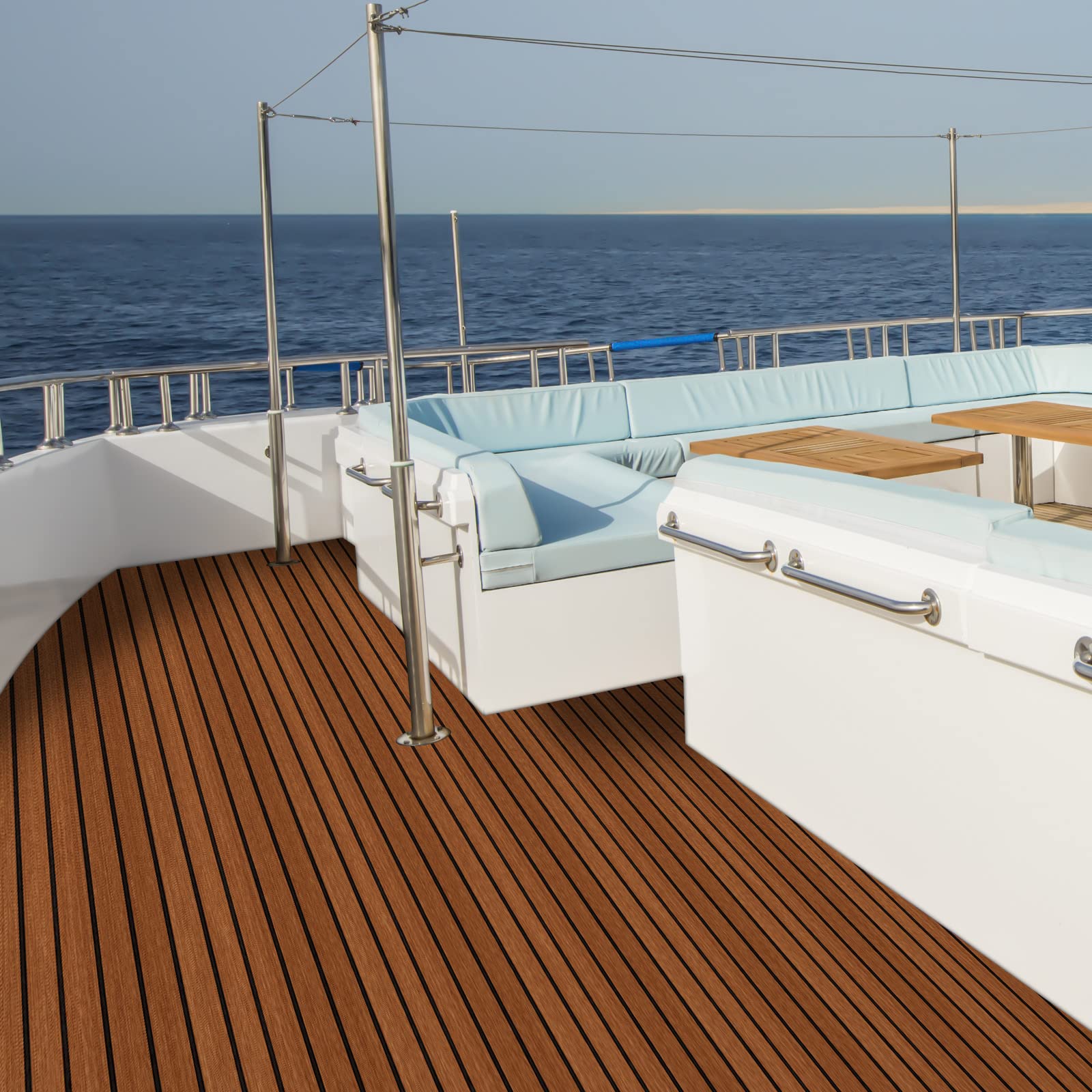 Tappetino Antiscivolo Per Barca In Schiuma EVA Effetto Teak – 240x60 Cm, Spessore 6mm, Per Yacht E Pavimenti Marini