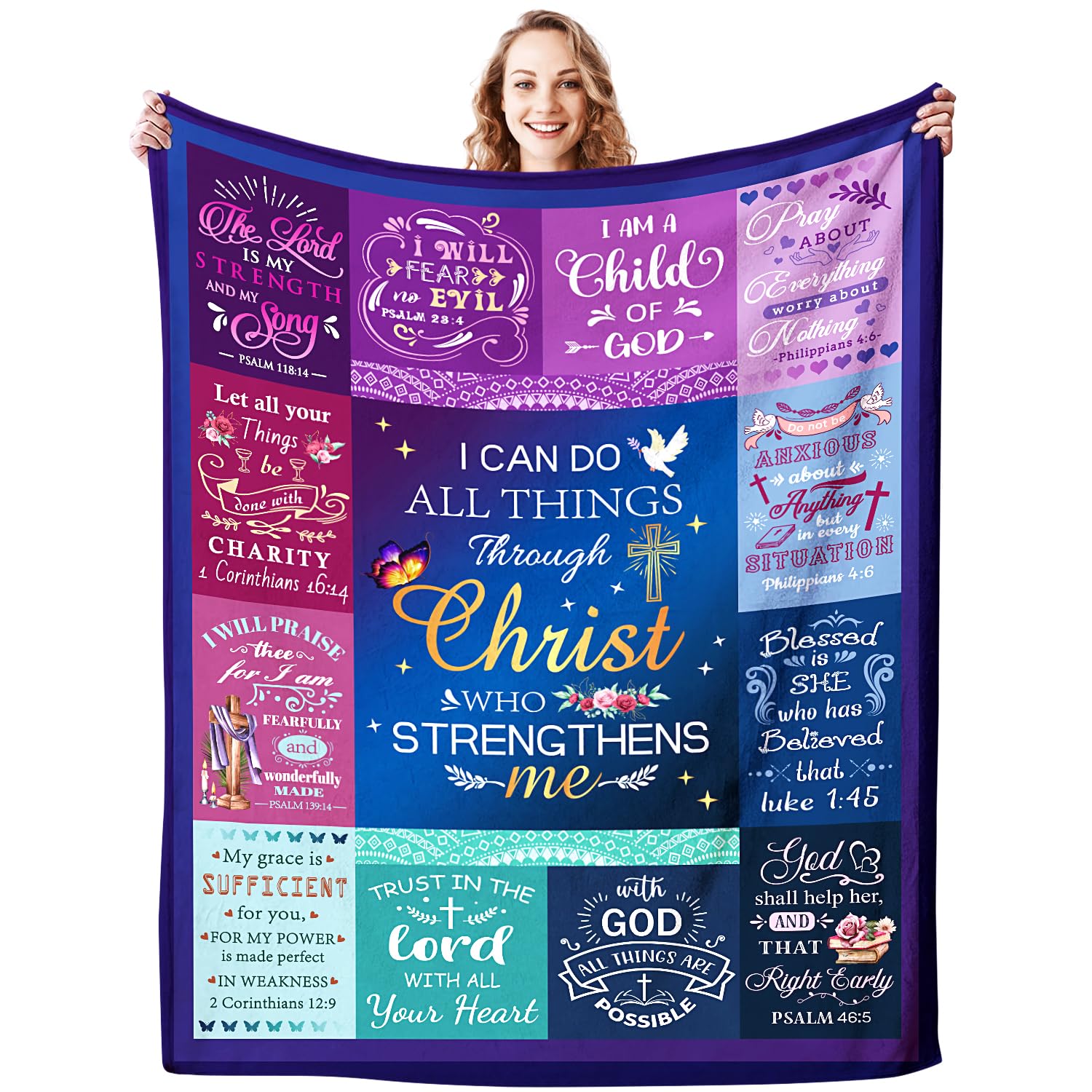Fontanic Women's Christian Gifts-3 Christian Gifts For Blanket Religious Soft Warm Throw Blanket Religious Gifts For Christian Merch Inspirational Gifts For Praying Faith Woman Men 60""X50""