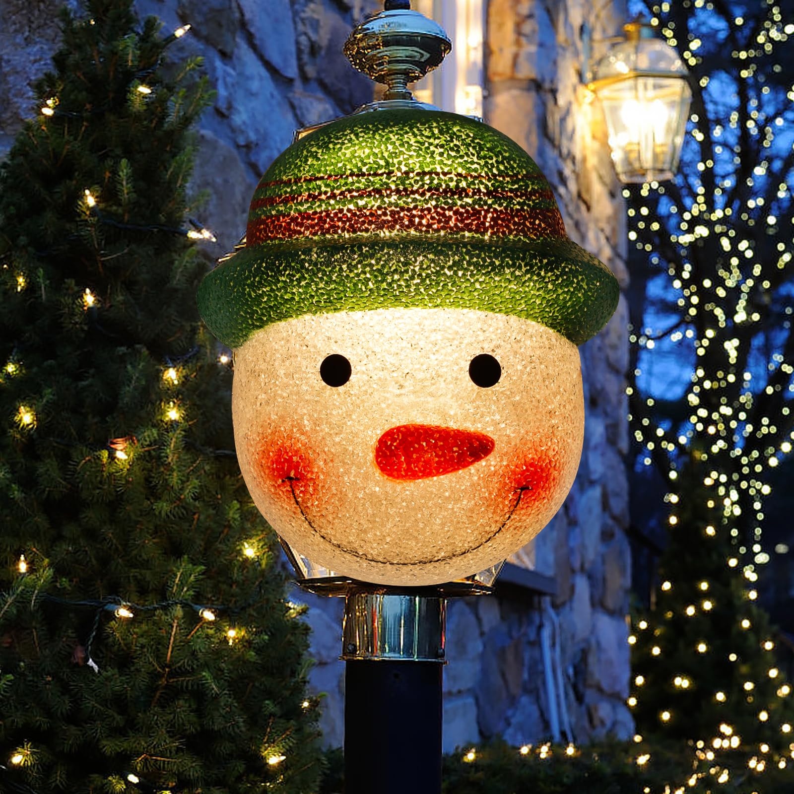 Christmas Snowman Porch Light Covers for Porch Lights, Garage Lights, Front Doors, Yards, Gardens, Large Lamps, Christmas Outdoor Decorations Snowman Lamp Post Covers Christmas Porch Decorations