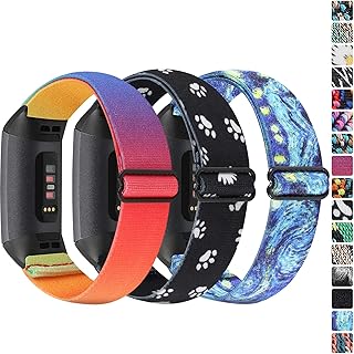 Aroloxta Elastic Nylon Fabric Bands Compatible with Charge 5 Watch Band for Women, Soft Stretchy Adjustable Stretch Sport Loop Replacement Wristbands for Charge 5 Strap Men Women