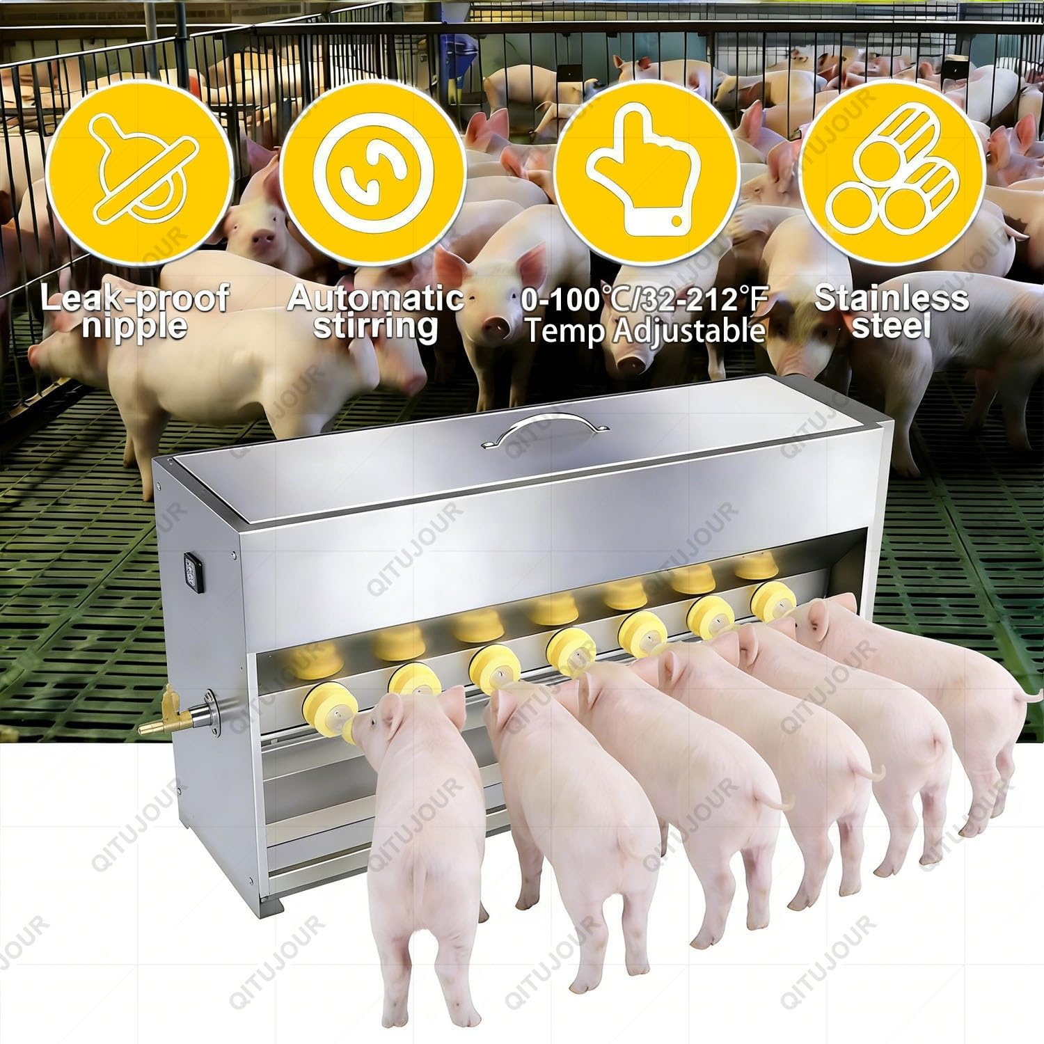 Automatyczna Dojarka Do Mleka Dla Prosiąt, 10/14 Smoczków, Dwustronna, Inteligentna, Stała Temperatura, Automatyczna Dojarka Do Laktacji Prosiąt, Z Dźwiękiem(Dual-Side14Nipples)