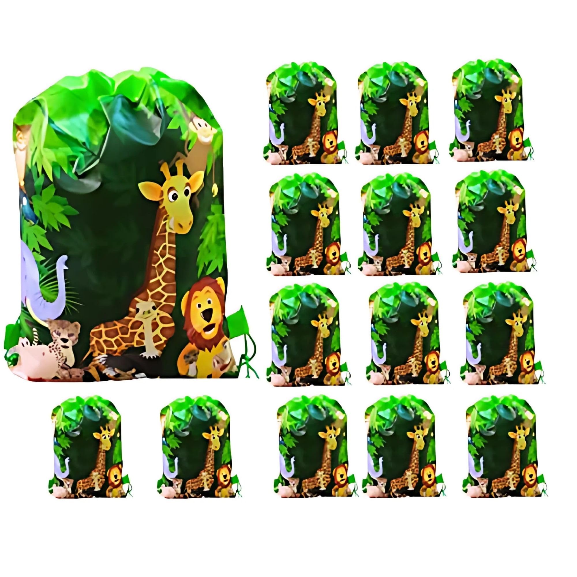MONKEYTAIL Animal Theme String Bags as Birthday Return Gifts - Pack of 15 for Kids of All Age Group
