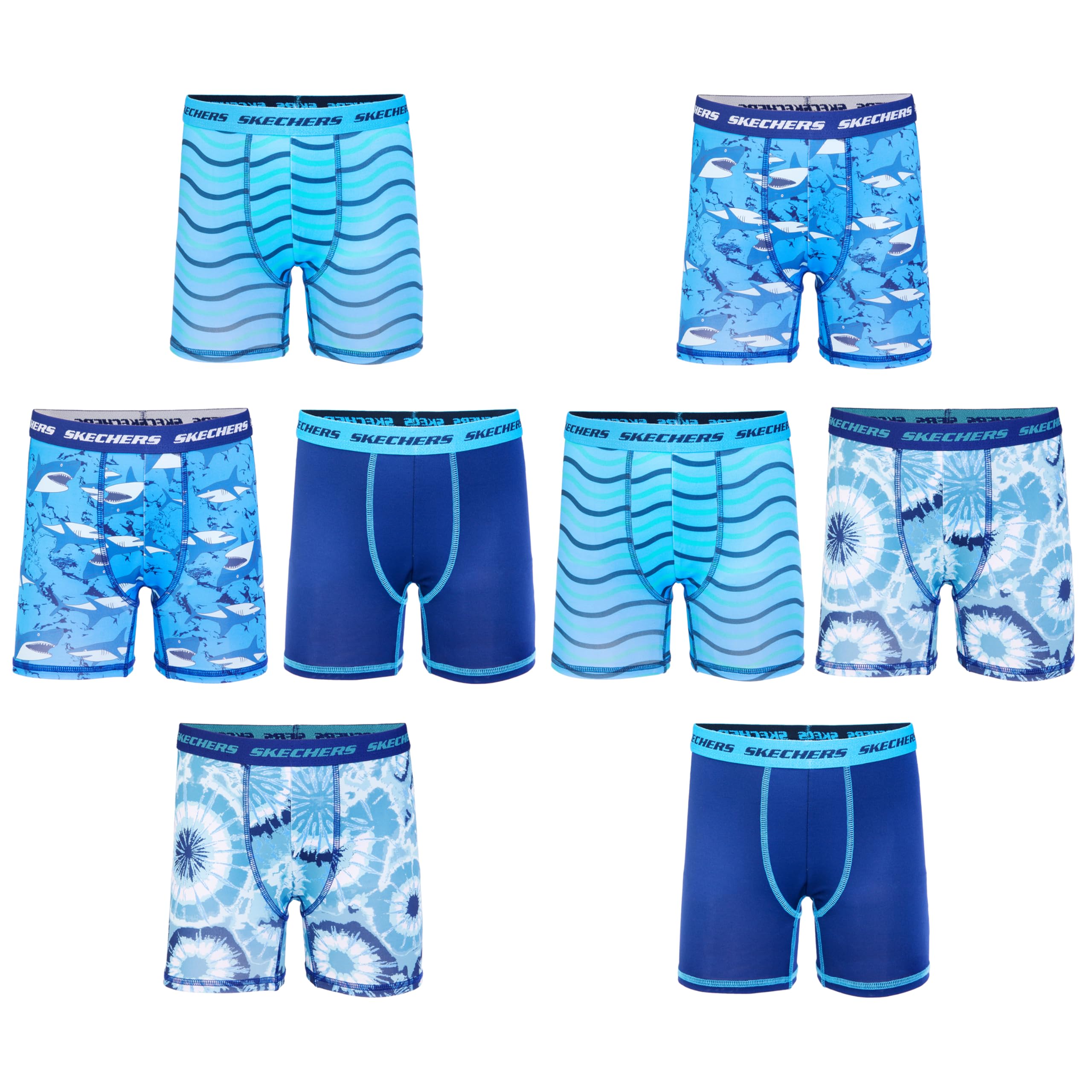 Skechers Boys Amazon Exclusive 8pk Athletic Boxer Briefs With Unique Prints in Sizes 2 3t 4 6 8