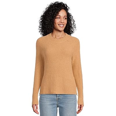 L.L.Bean Supersoft Waffle Sweater Crewneck honey brown heather