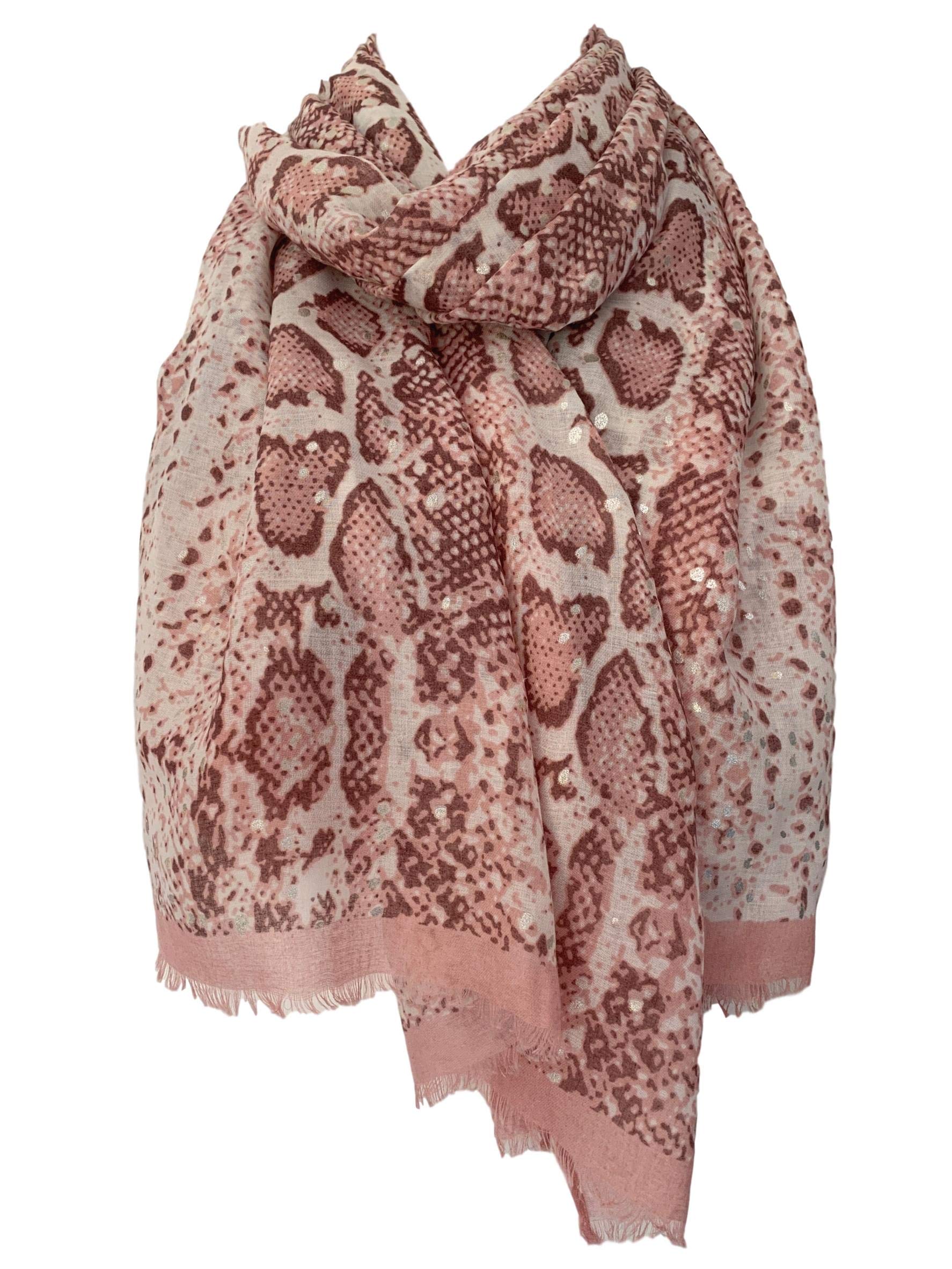 Purple Possum® Snakeskin Scarf Ladies Animal Print Wrap Large Shawl (Pink)