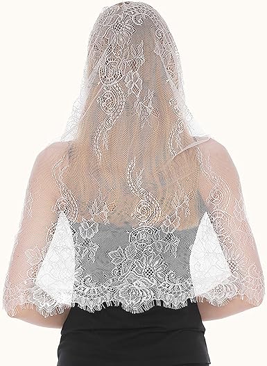 Lot De 4 Voiles Mantille Catholique Triangulaires – Dentelle Florale, Glands | Pour église, Mariage, Cérémonie