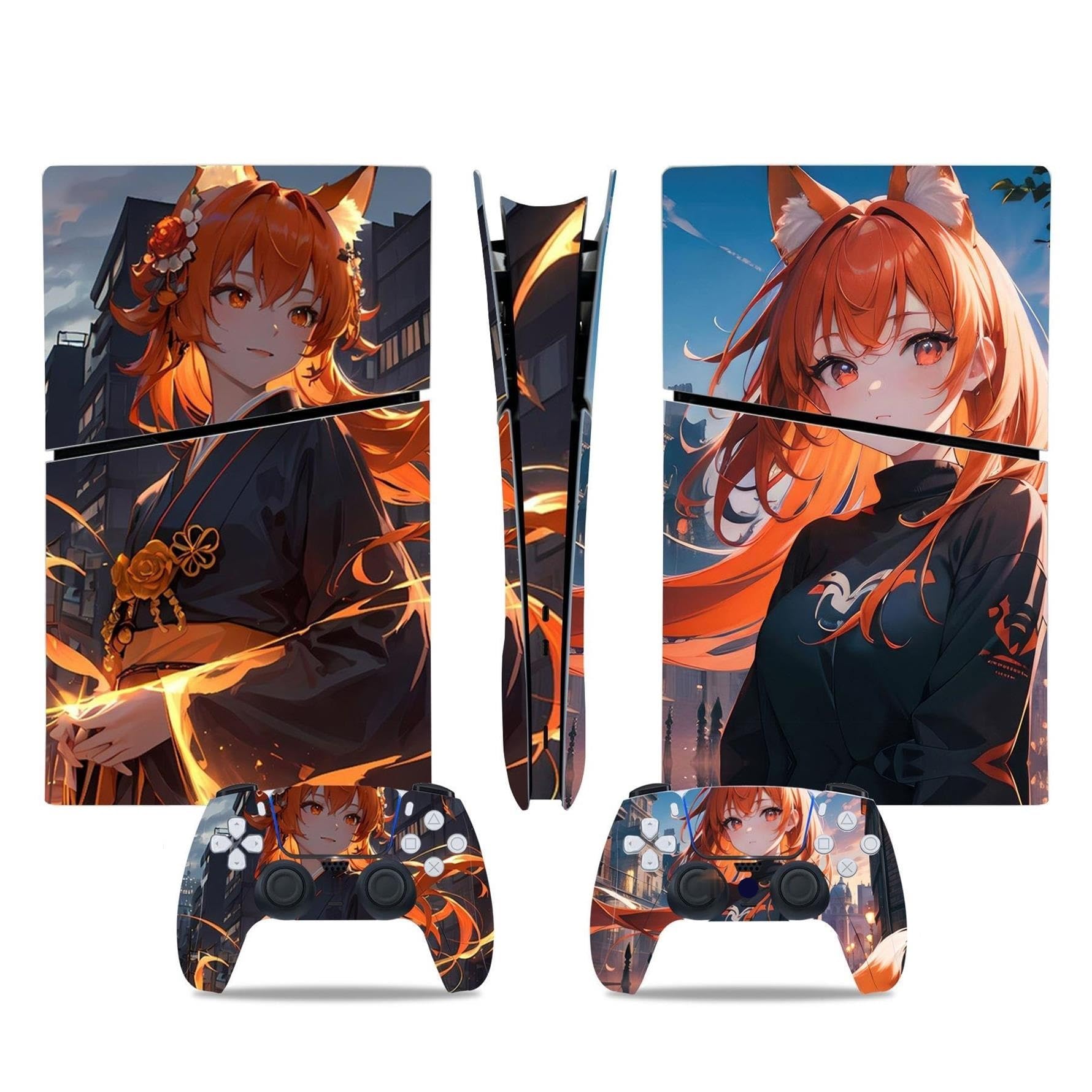 Für PS5 Slim Skin Disc Edition & Für PS5 Slim Skin Digital Edition Konsole Und Controller Vinyl Cover Skins Wraps Kratzfest Kompatibel 32396 Blasenfrei Kein Schaum Kratzfest (Size : Disc Version)