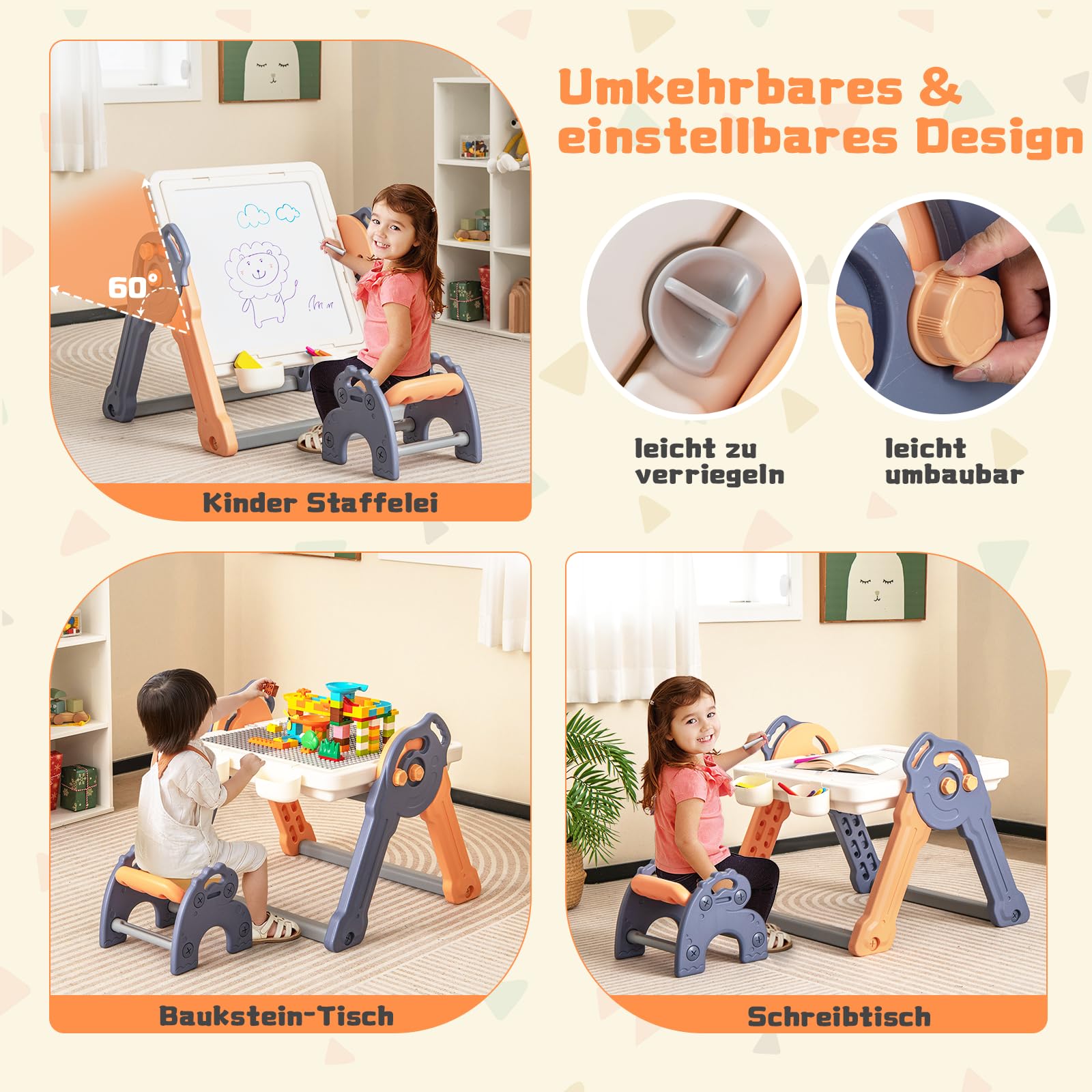 Kinder Tisch & Stuhl Set Mit Whiteboard & Stauraum - Multifunktional Für Spiel & Lernen