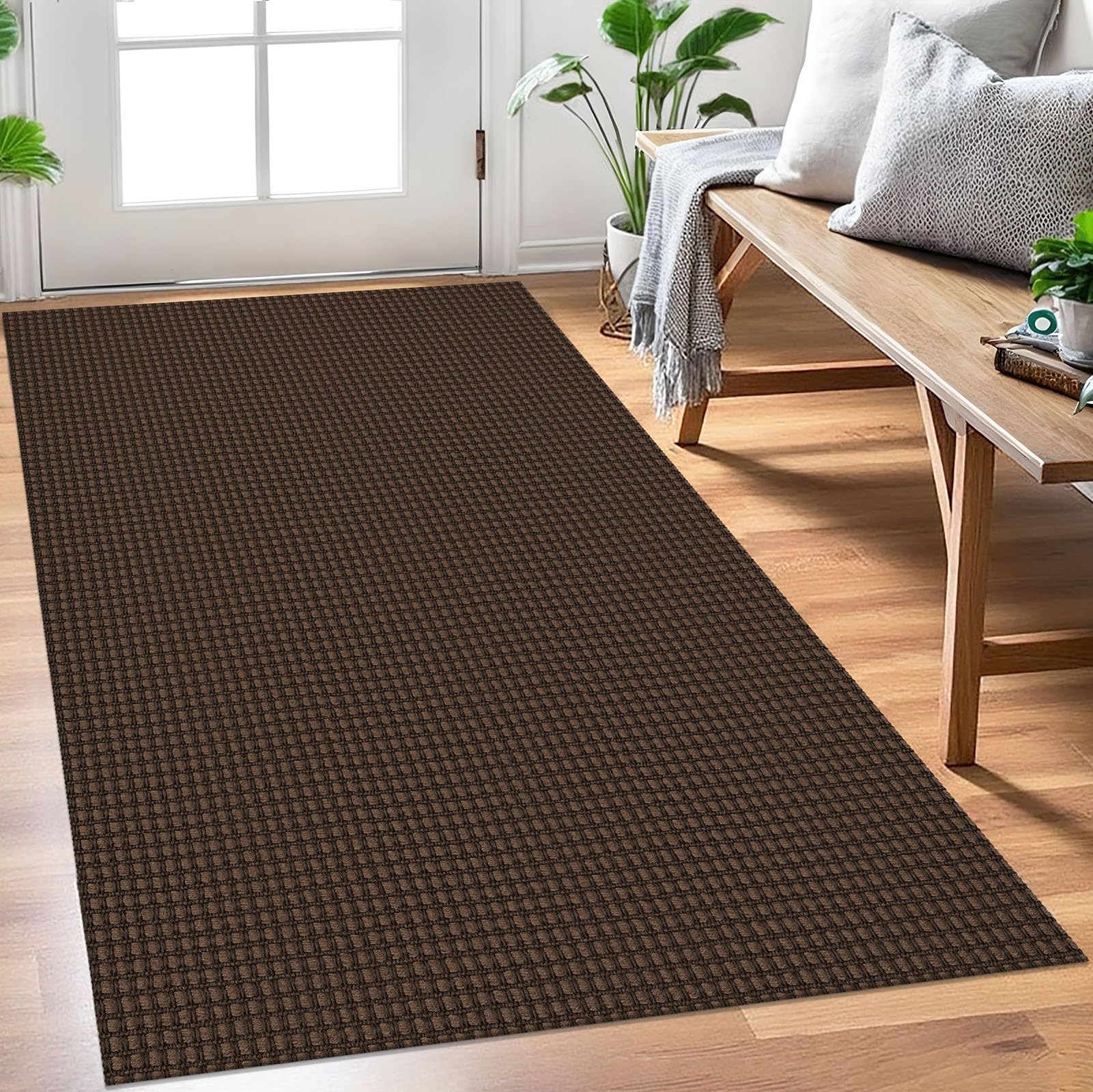 EARTHALL Woven Area Rug 3x5 Ft Washable Rugs for Entryway Braided Non Slip Rubber Backed Throw Rugs Door Mat Indoor Outdoor Entrance Cotton Carpet for