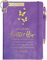 Caderno feminino para amantes de borboletas, diário de borboletas, 200 páginas, forrado com caneta e chaveiro, presentes temáticos inspiradores de borboletas para sua filha, mãe, aniversário