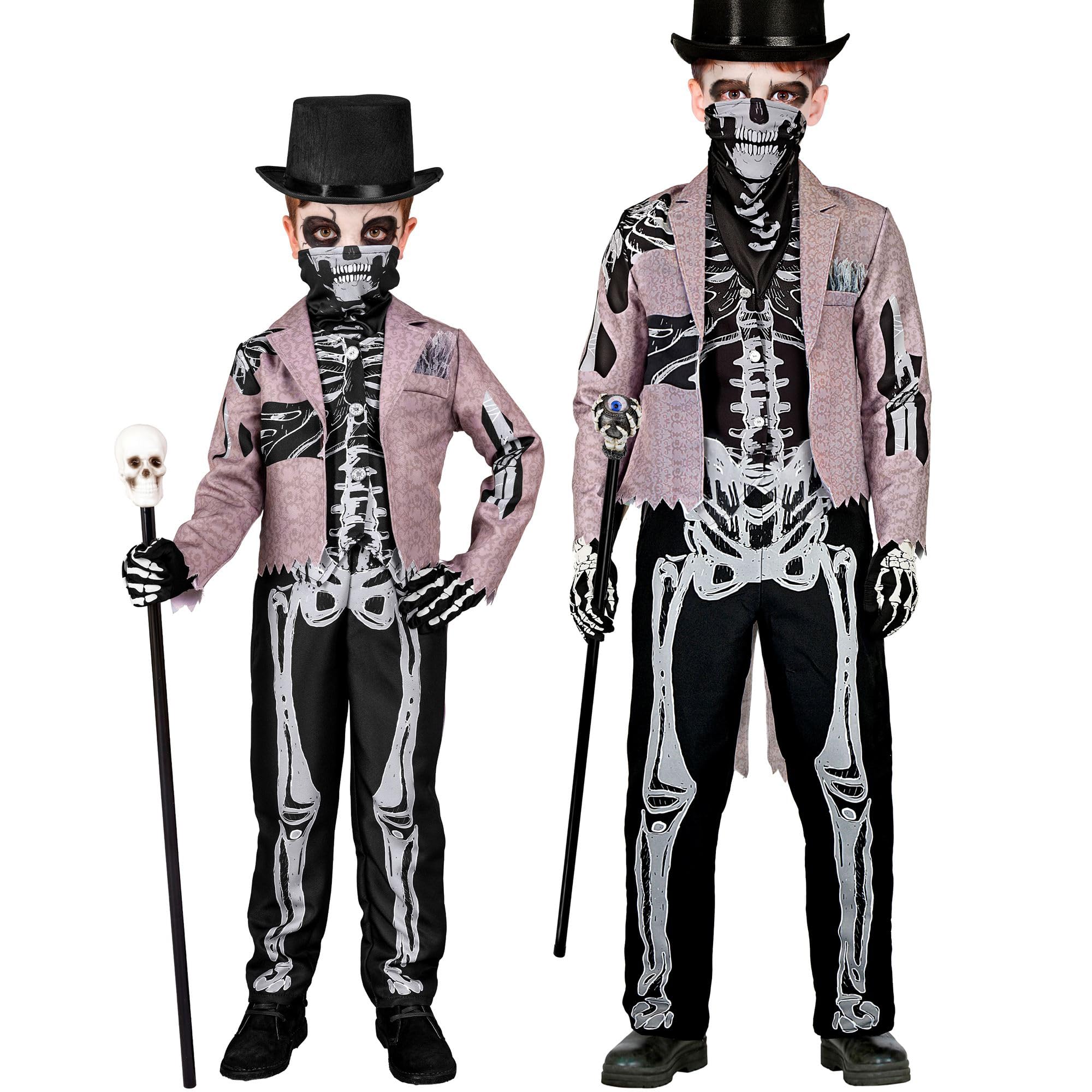 W WIDMANN MILANO Party Fashion 14007 Kinderkostüm Skelett Bräutigam Children's Costume Skeleton Groom, Black, Grey, 140 (EU)