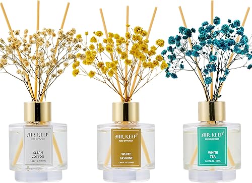 Miniatura 9 de Airkeep juego de difusores de esencias de 3 unidades, difusores de esencias de aceite de jazmín, menta, gardenia, fresia y pera para aromaterapia en