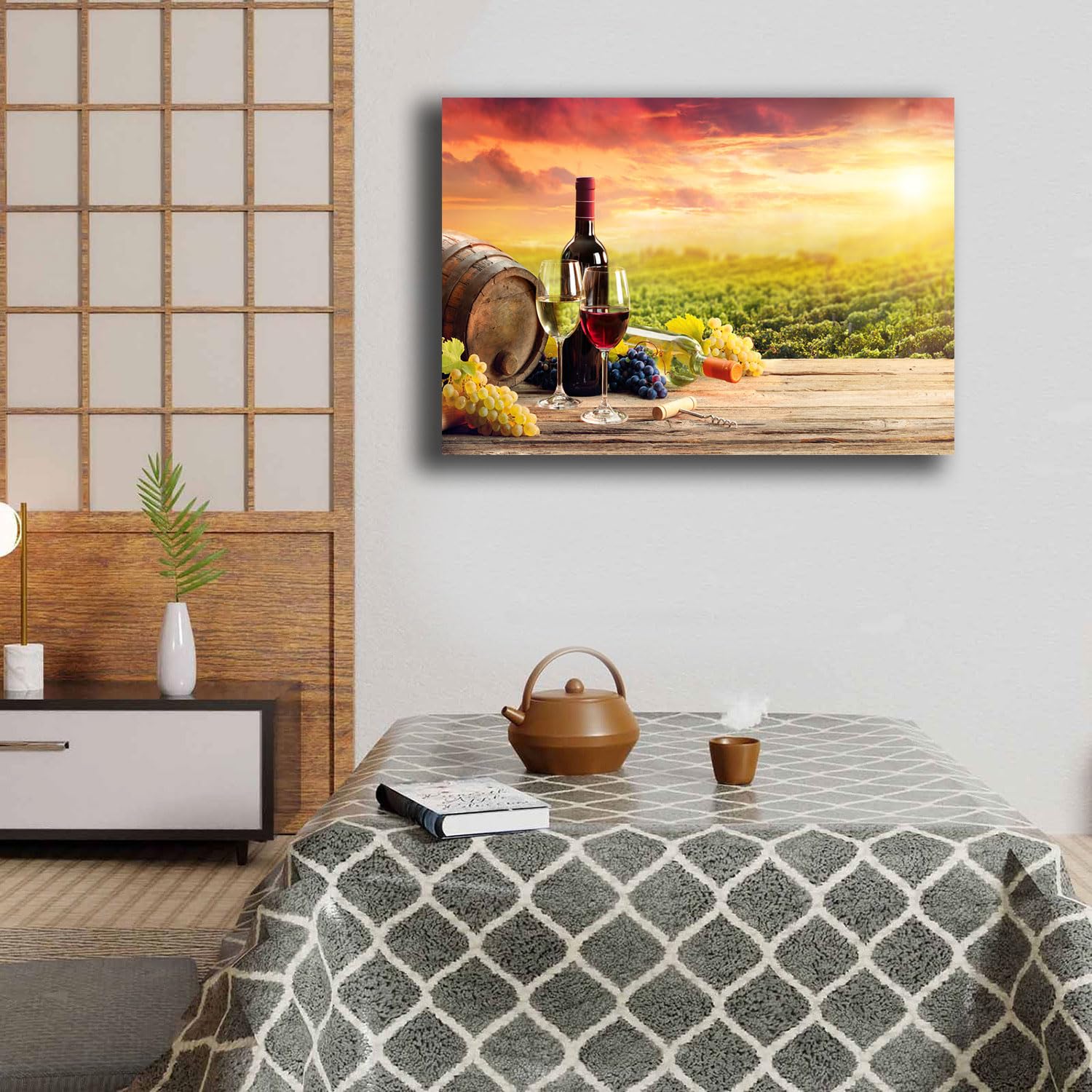 Printerland Quadro Moderno VINO VIGNETO VENETO Quadri moderni Cucina Ristorante PUB su tela da Parete XXL grande Stampa su tela canvas Sala Pranzo Decorazione Murale muro Arredo (70x100 cm, 7)