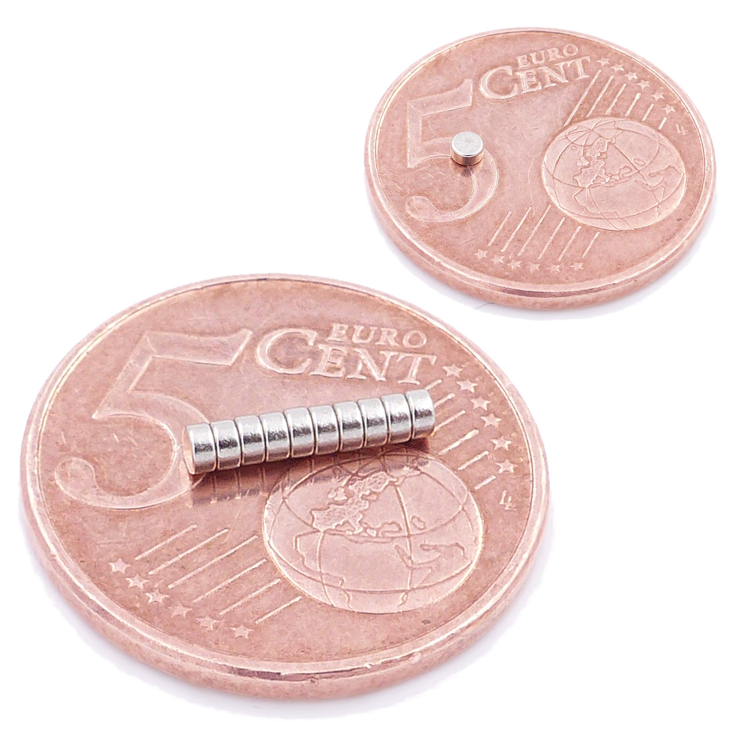 Brudazon 10 Mini Aimants Disques 2x1mm N52 Ultra Puissants - Aimants Néodyme Forts Pour Modélisme, Photo Et Tableau Blanc