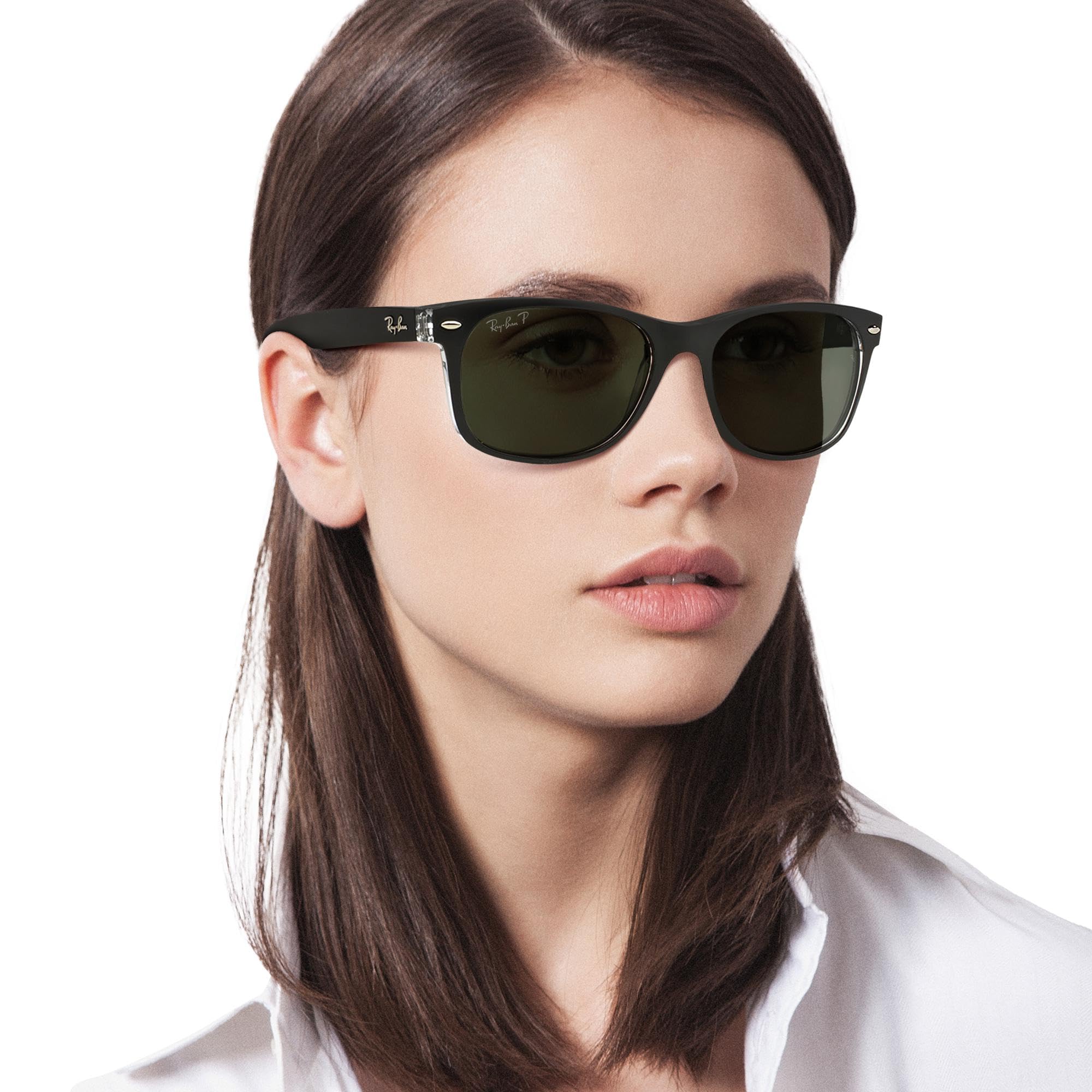 小物 Ray-Ban RB2132 NEW WAYFARER Ray-Ban RB2132 Yeni Wayfarer Kare Güneş Gözlüğü, Şeffaf/Polarize