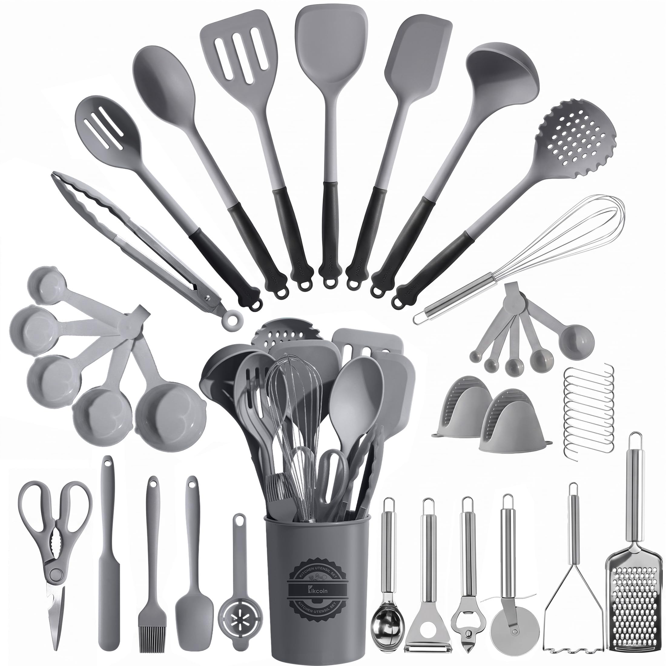 Kikcoin 43 PCS Silicone Kitchen Utensils Set