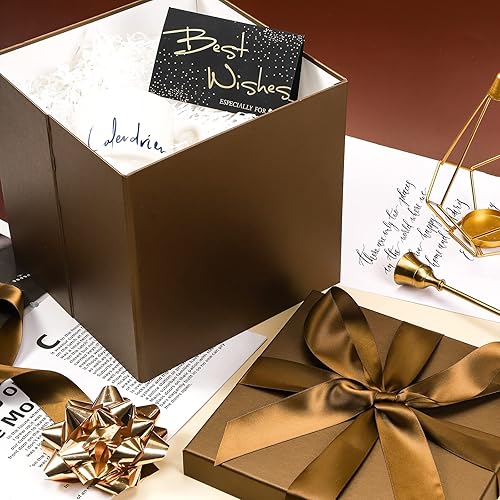 Vista 36 de RUSPEPA Caja de regalo mediana azul real con tapas, cinta y papel de seda, caja de regalo plegable perfecta para cumpleaños, graduación, día