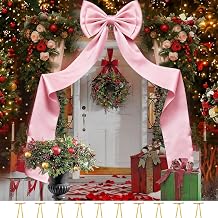 Giant Bow Decoration 75x18 Inch,Big Bow for Backdrop with 10 Pcs Satin Ribbon Bows, Large Satin Decorative Bows for Wedding Birthday Party Baby Shower Room Supplies Pink