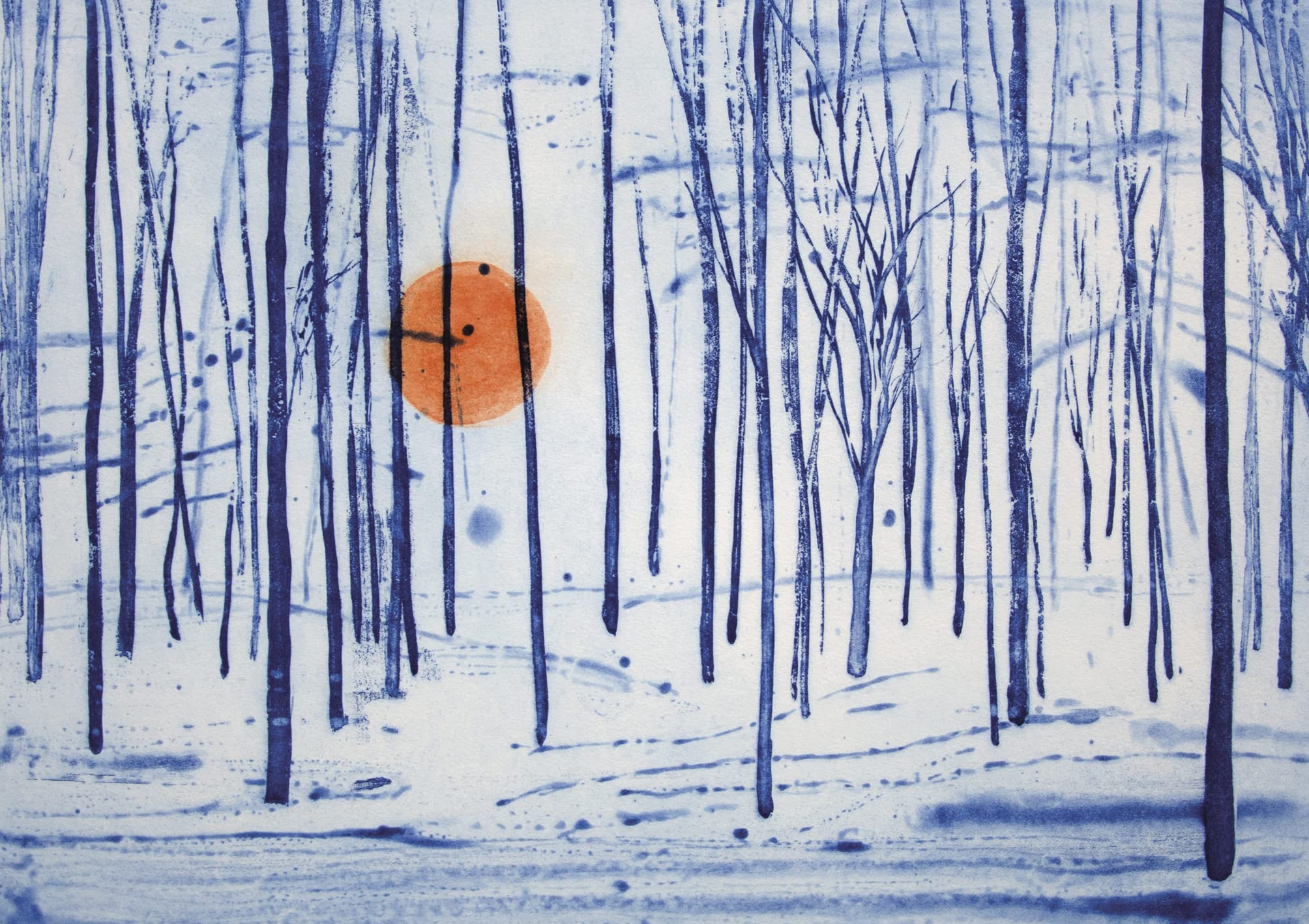Royal Academy of Arts Calum McClure Winter Sun Pack of 10 Christmas Cards (17 x12cm), White, Blue, Orange, Red - Image 2