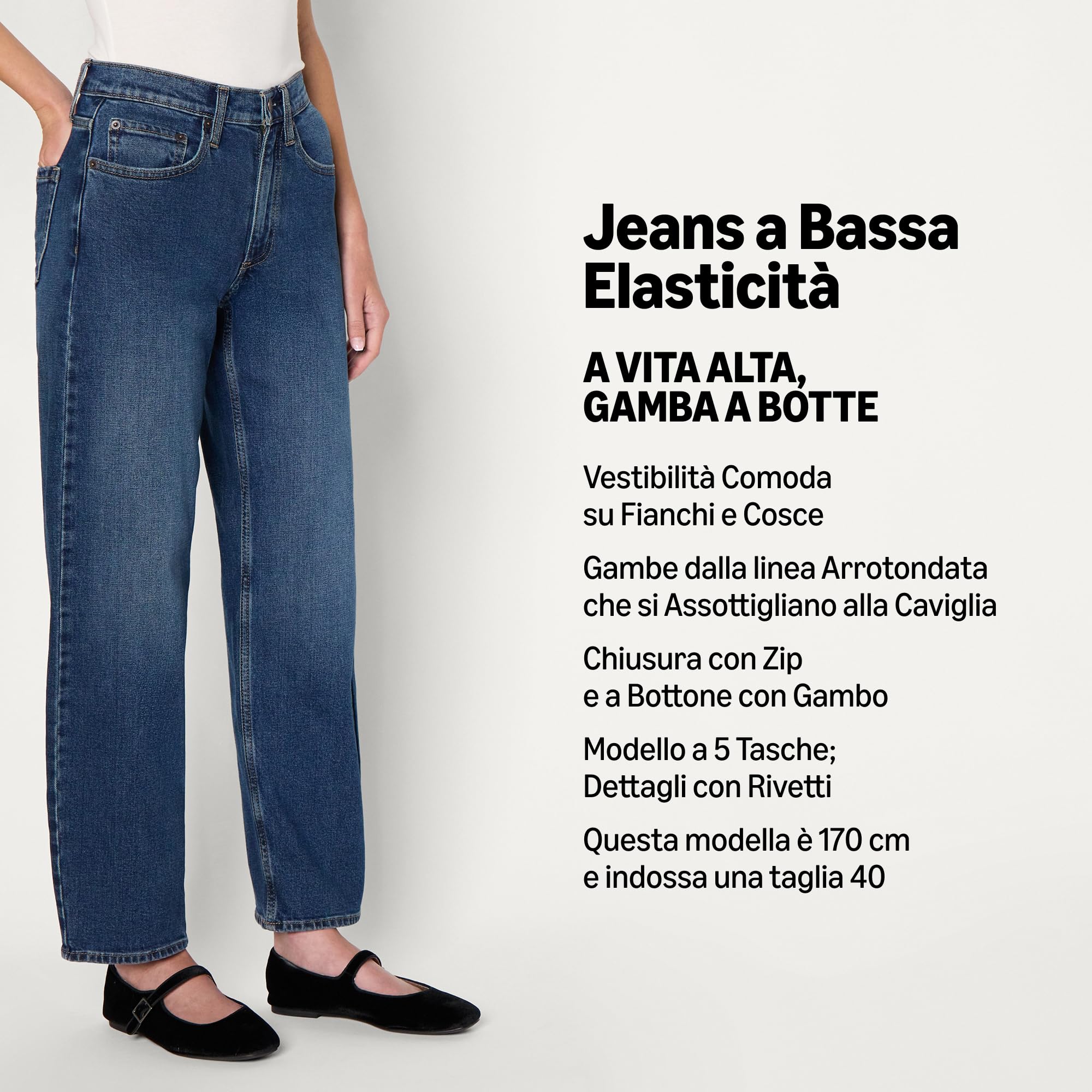 Amazon Essentials Jeans a Vita Alta con Gamba a Botte Donna