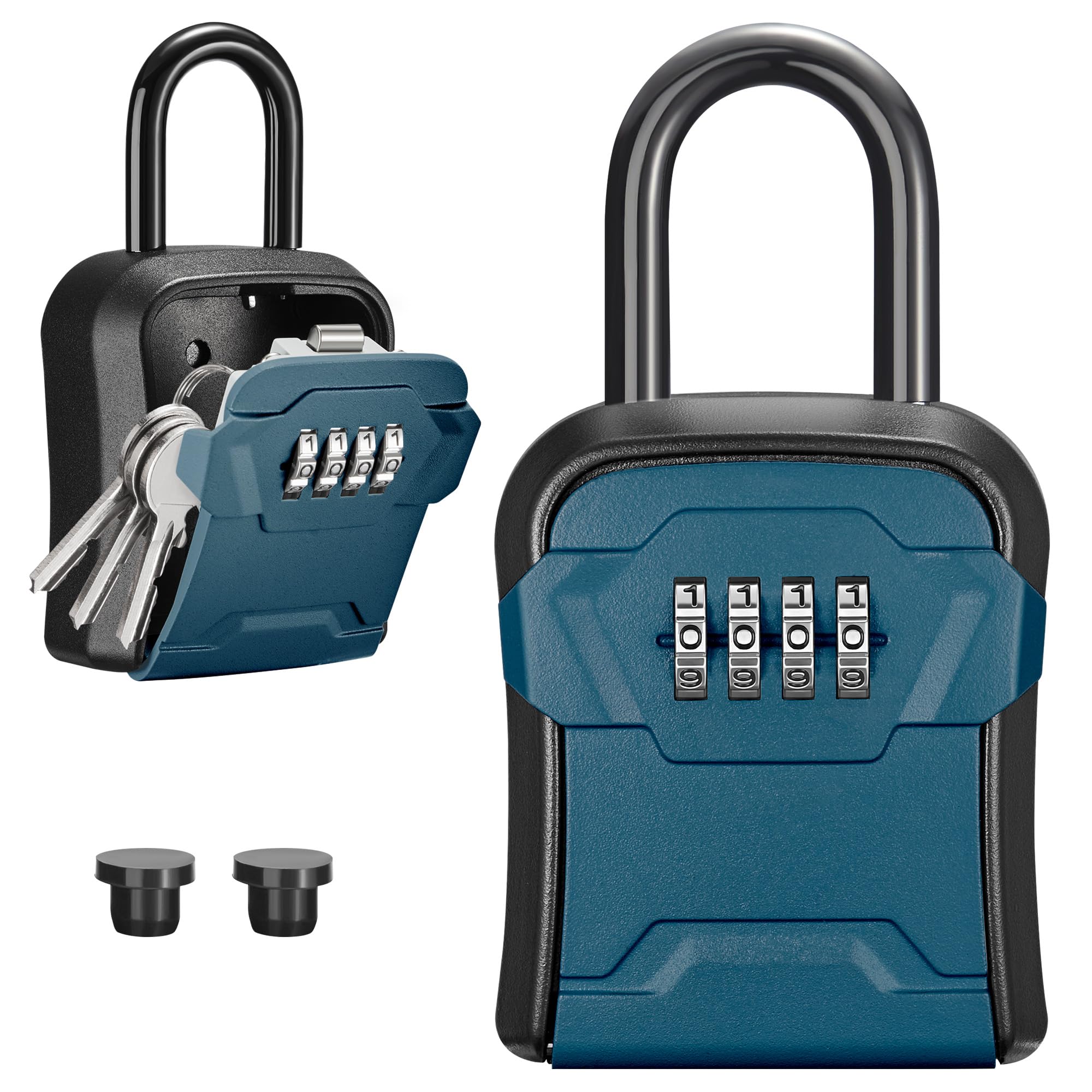 Puroma Lock Box, Key Lock Box Wall Mount & Portable Combination Lockbox with Resettable Code, Security Lockbox for Outsi