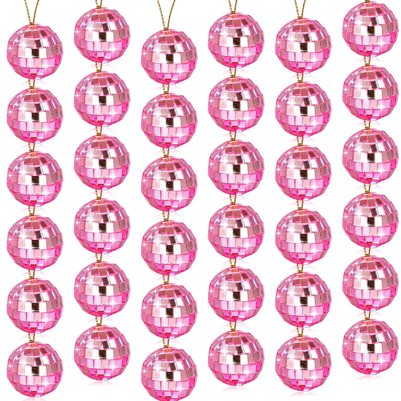 12 Sfere Da Discoteca A Specchio Rosa - Decorazioni Per Feste E Albero Di Natale