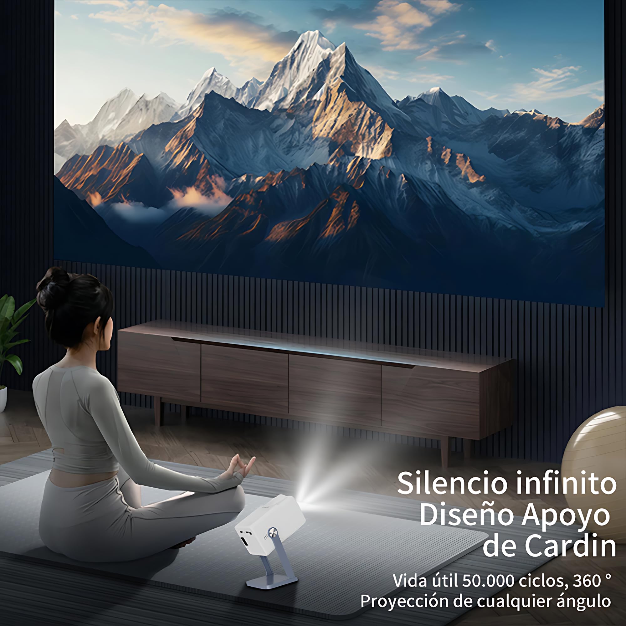 Mini Proyector Portátil con Android 11, Proyector 4K Soporte y 1080P Nativo, WiFi 6 y Bluetooth 5.0, Rotación 360°, Cine en Casa, Exteriores y Fútbol en Vivo (40-150")
