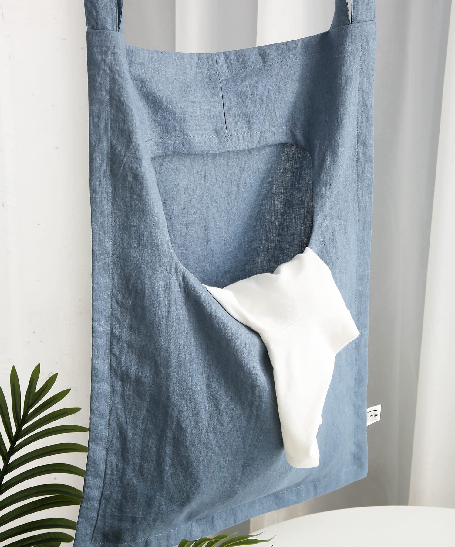 Amazhiyu 100% lino porta appeso portabiancheria borsa 40 x 57 pollici (denim)
