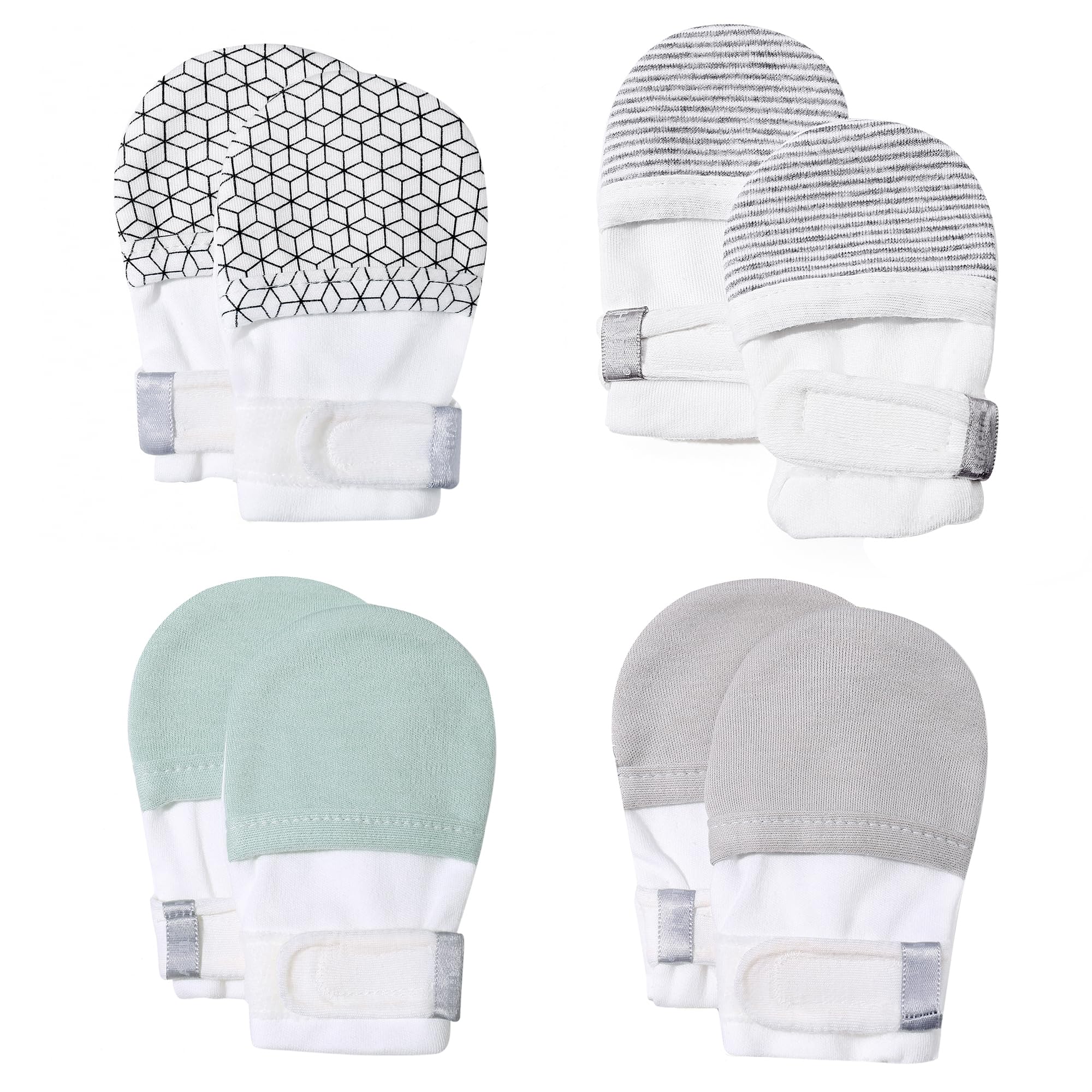 HAPIU Baby Newborn No Scratch Mittens Stay On, 100% Cotton Adjustable 0-12M