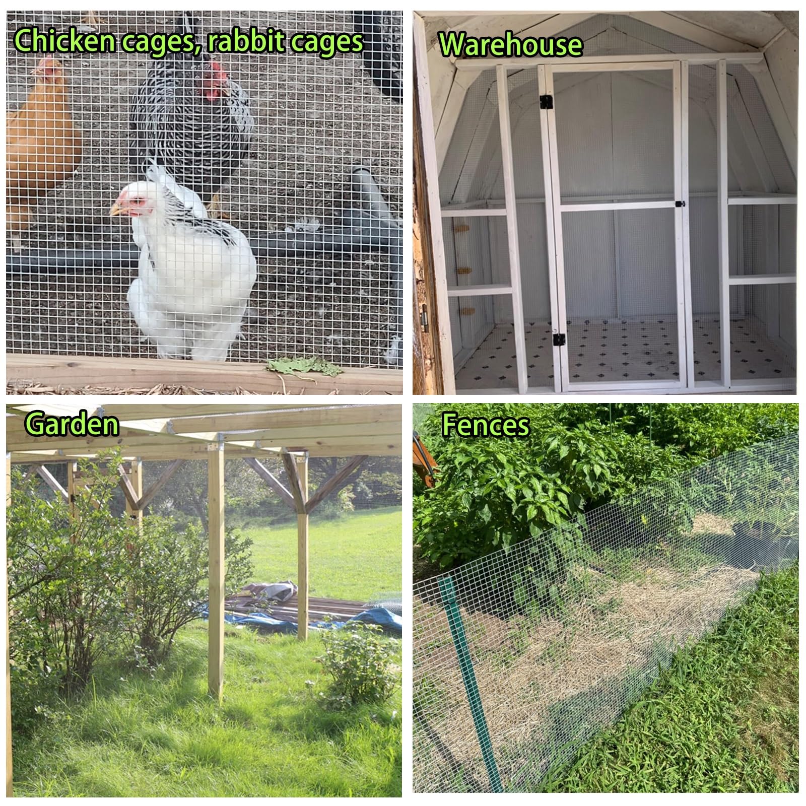 Malla Cuadrada Alambre para Pollos Valla Paneles Barrera para Jardinería Pajarera,Malla de Alambre, Malla Electrosoldada, Tela Metálica De Acero Inoxidable,malla ganadera(1.2mx3m(47.2inx9.8ft))