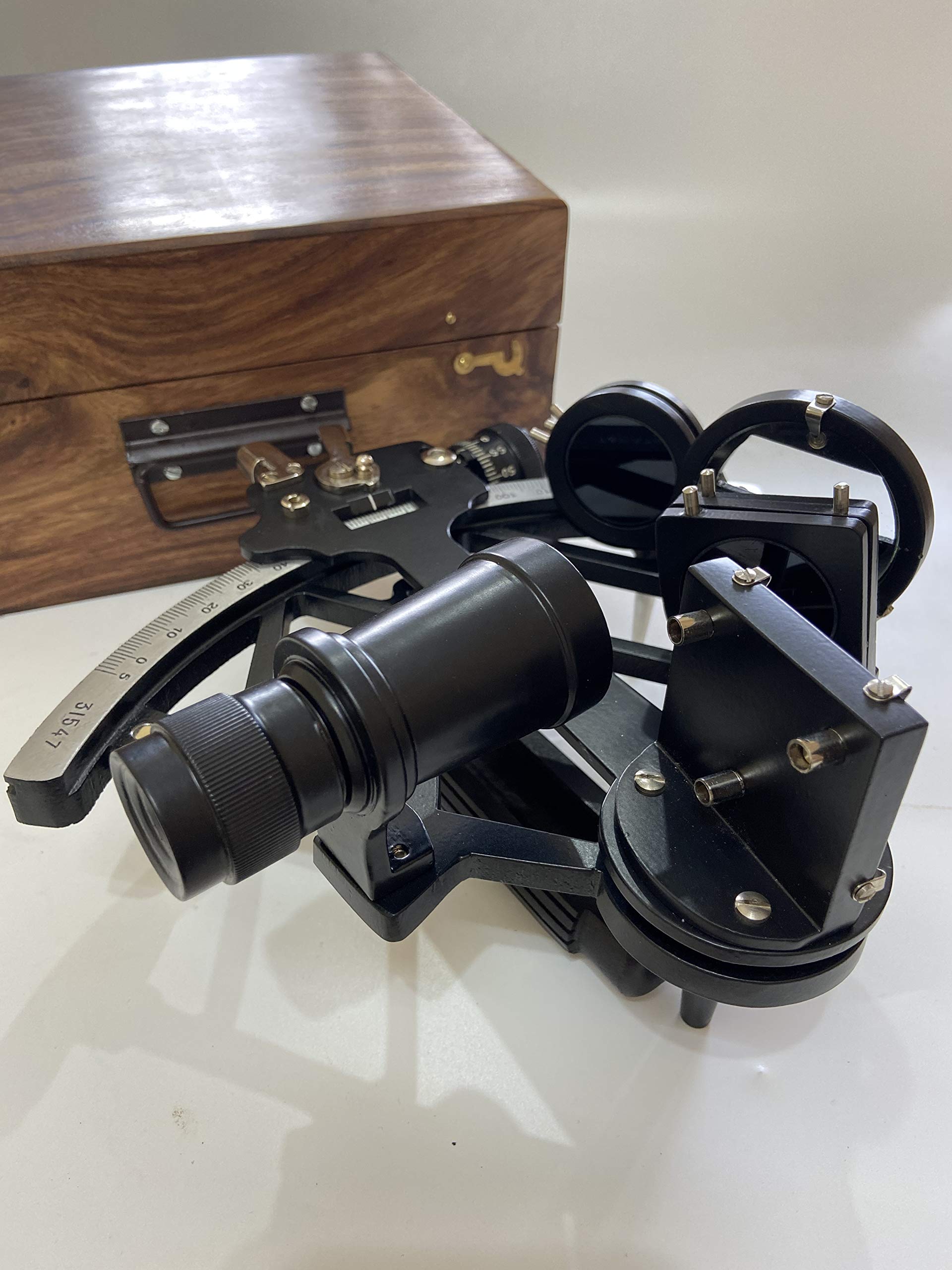 Malla Inc Sextant de navigation en aluminium massif avec boîte en bois Inc. – Sextant Tamaya nautique – Sextant original – Sextant marin