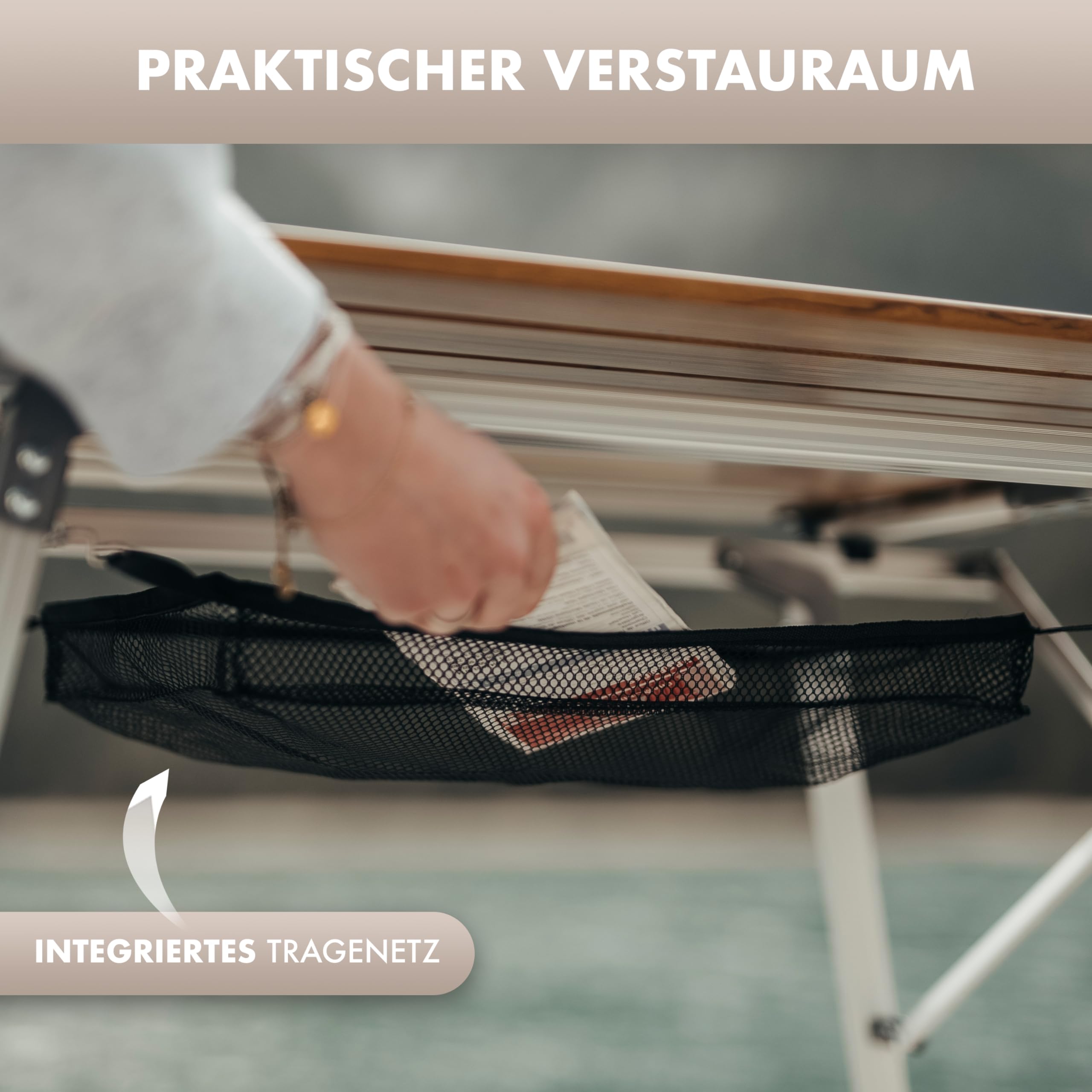 NATURBUMMLER Campingtisch klappbar höhenverstellbar [SOLID-LITEC+] federleichter Aluminium Klapptisch mit Anti Rostschutz - Faltbarer Outdoor Tisch Angeltisch Picknick Beistelltisch klein (XL 2.0)