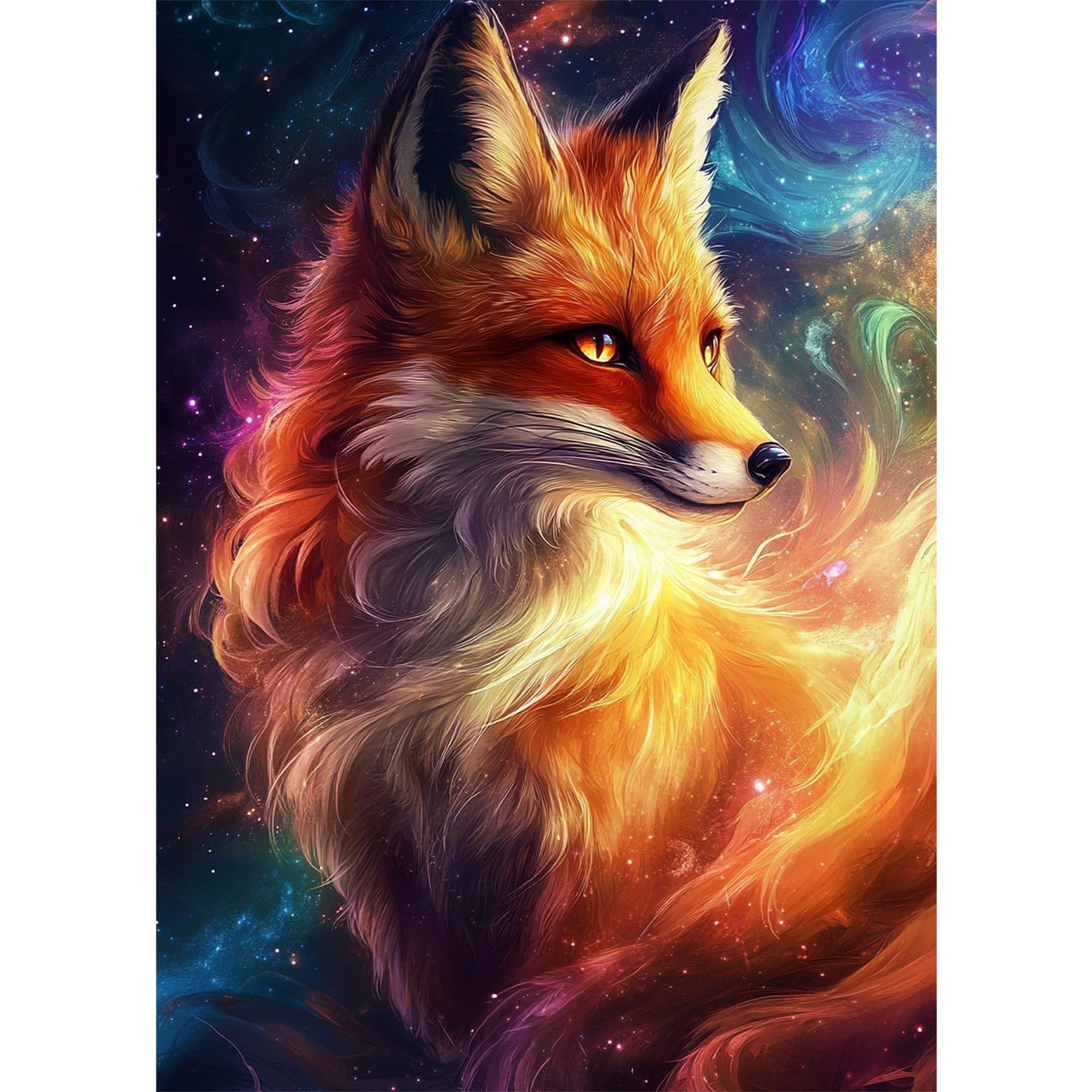 Bowetile 5D DIY Diamond Painting Art Kits Cute Fox, Animal Diamond Art Painting Kits for Adults, Full Drill Fox Painting Rhinestone Embroidery Pictures for Beginners, Home Wall Decor 30x40 cm