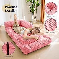 Vista 5 de MAXYOYO Sofá Cama Plegable, Sofá Convertible en Forma de L con Reposabrazos, Cama Plegable con Almohada, Silla Cama Portátil Extensible Cómoda