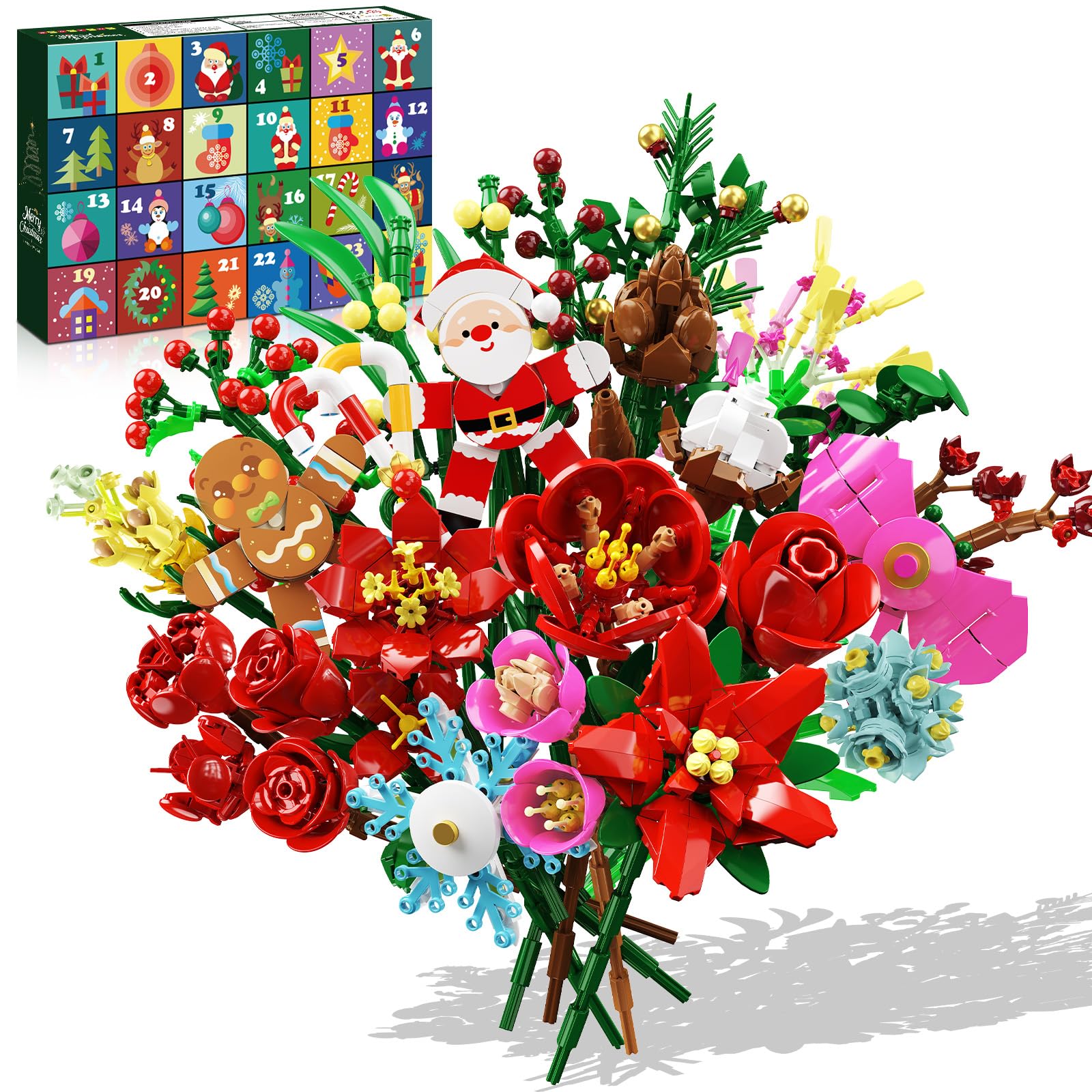 HOGOKIDS Advent Calendar 2026, 24-Day Christmas Flower Bouquet Building Set