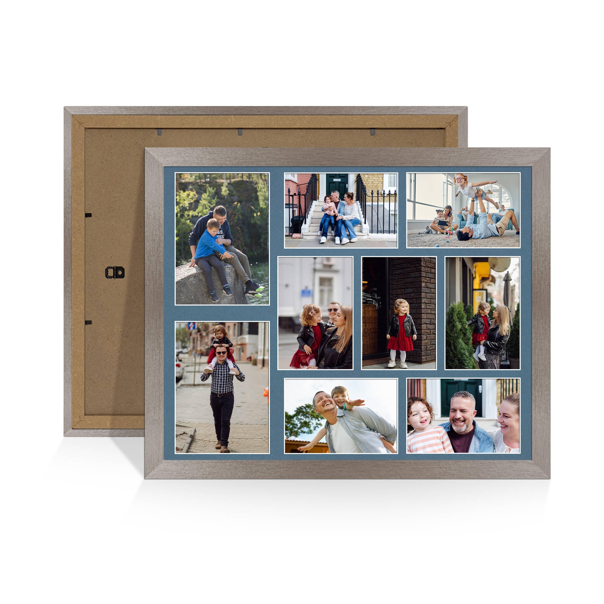 Alison Kingsgate Aluminium 20x16 Photo frames for multiple pictures -9 Apertures Collage Frame with Pompadour Mount - Holds (2x) 7x5 & (7x) 6x4 Photos - Engineered Wood & Perspex โ image 1