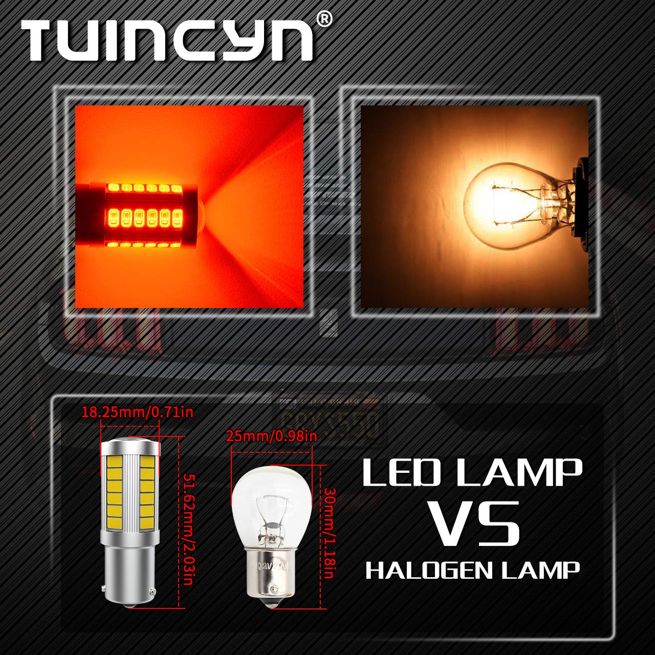 TUINCYN BAU15S PY21W LED Bulb Red Brake Light Bulb Super Bright 8000K 5630 33SMD 1156 7507 12496 5009 7507AST Turn Signal Light Back Up Reverse Light Parking Light DC 12V (Pack of 4)