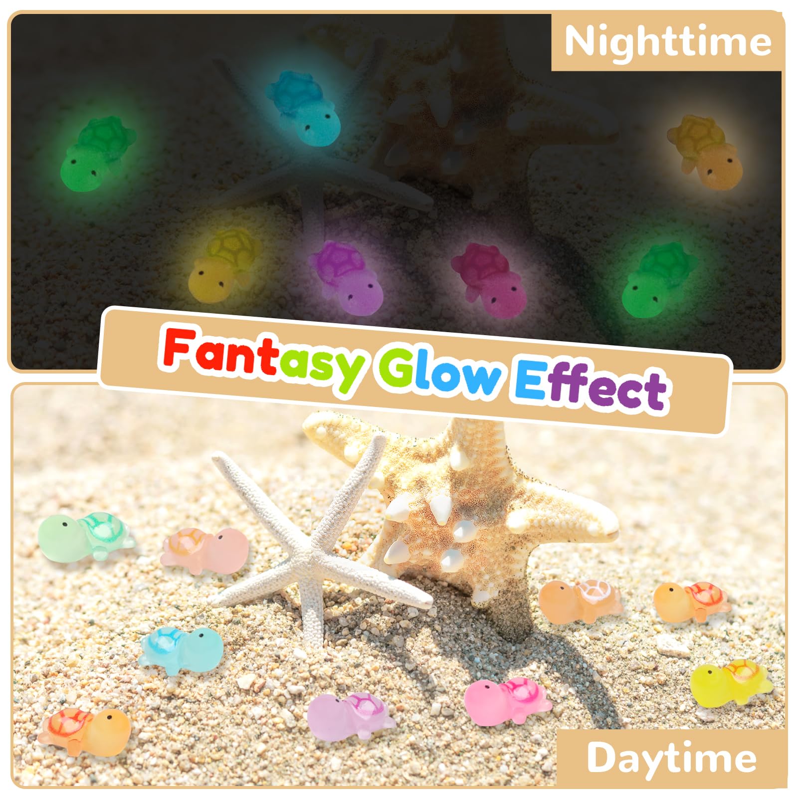 Mini Animals 60 Pcs Glow In The Dark Mini Resin Turtles - 2.3cm Small ...