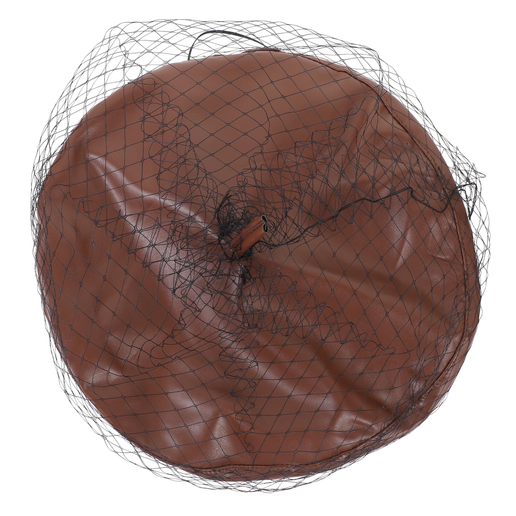 Ipetboom Fashionable Women Beret Hat Artist Hat Satin for Women Decorative Beret Veil Brown